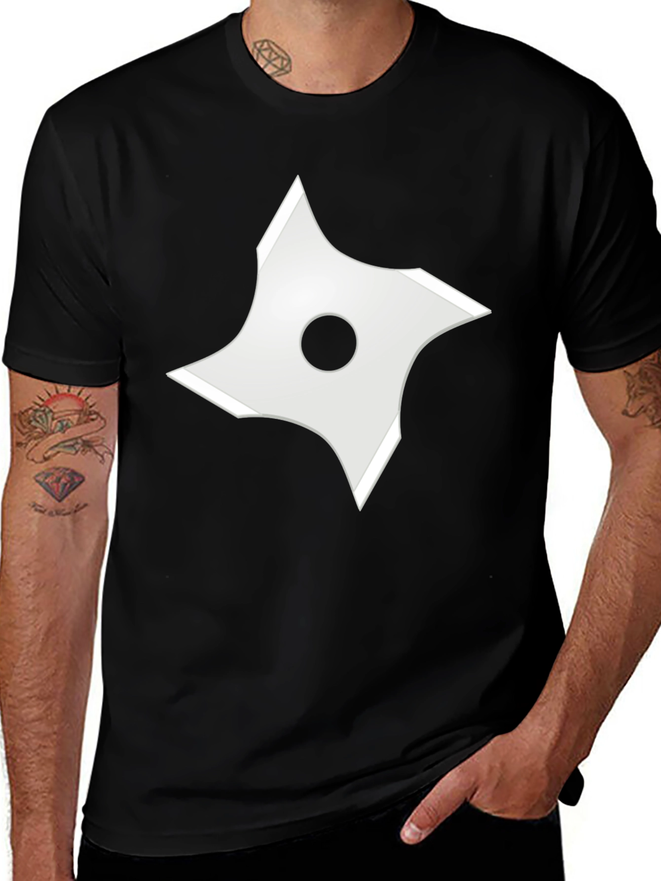 Variant 22 of Ninja Star Graphic Tee - Black Short Sleeve T-Shirt