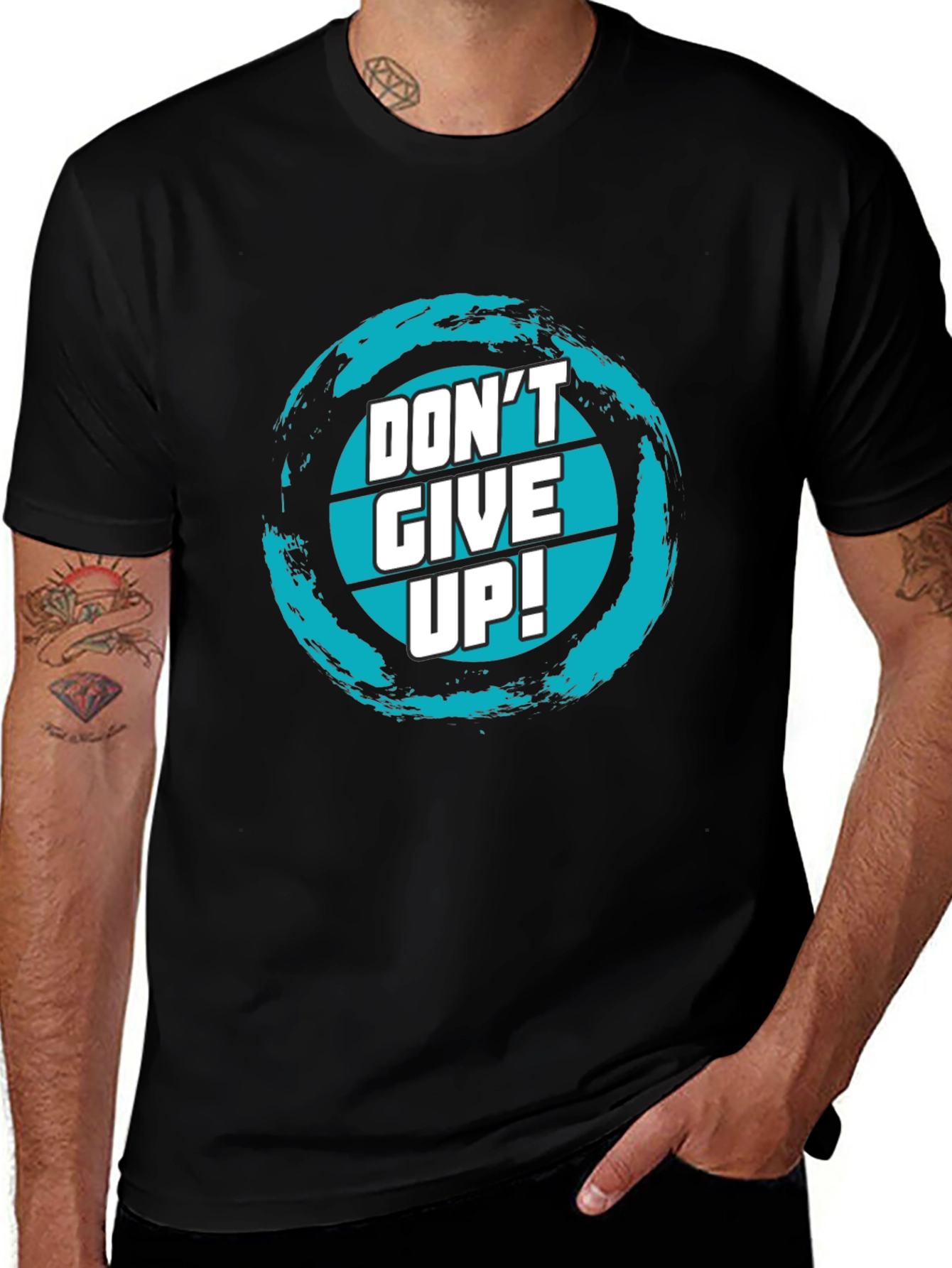 Don't Give Up! Graphic Tee - Motivational Black T-Shirt