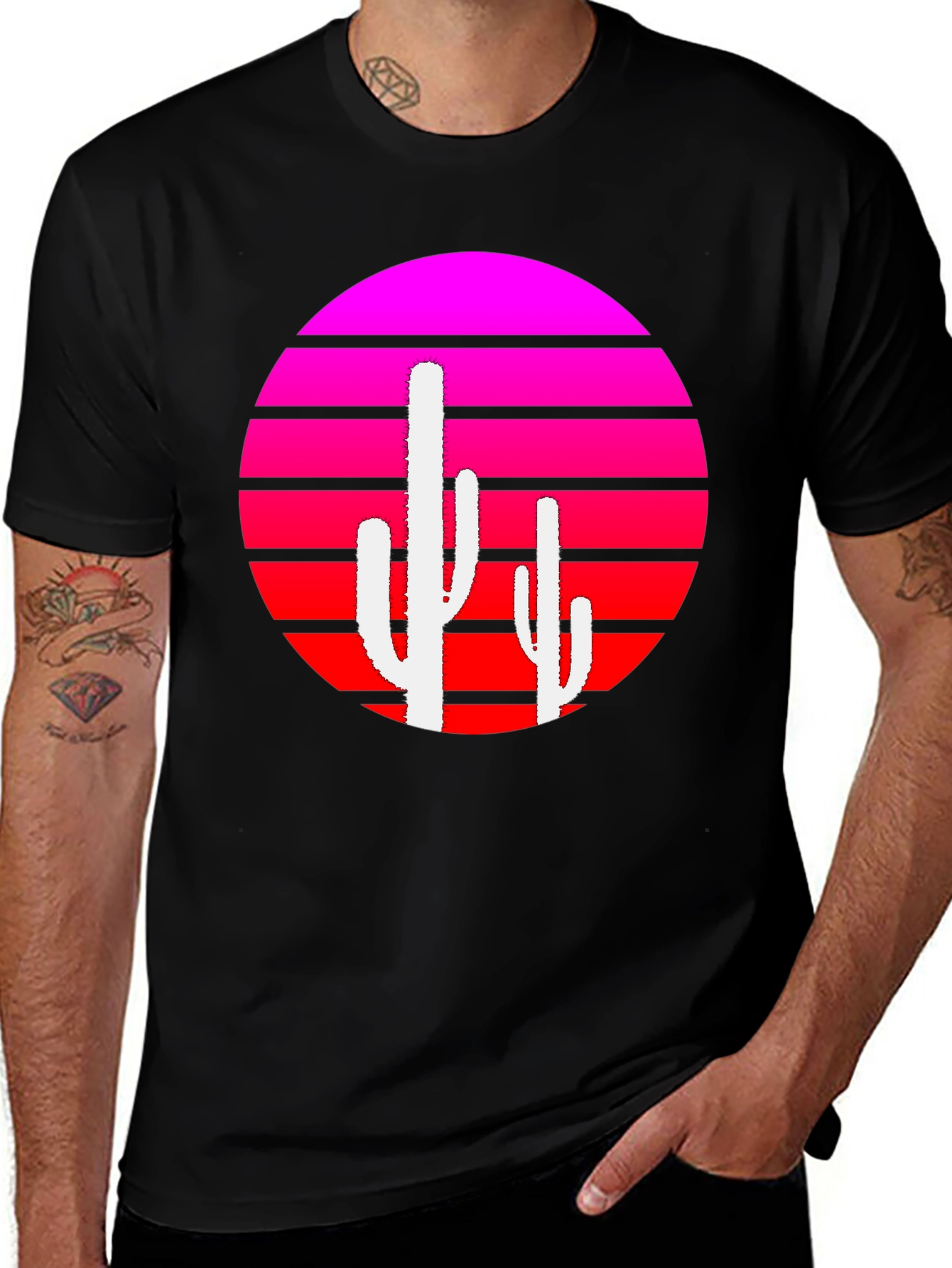 Variant 12 of Retro Sunset Cactus Graphic Tee