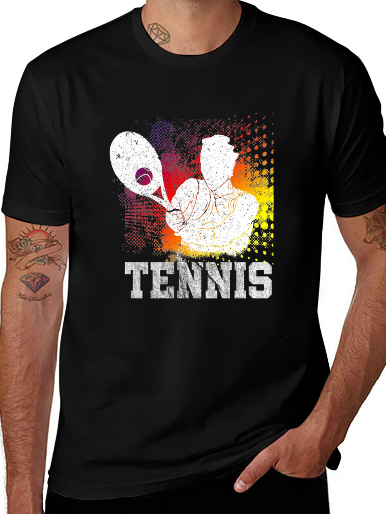 Variant 29 of Tennis Player Graphic Print Black T-Shirt
