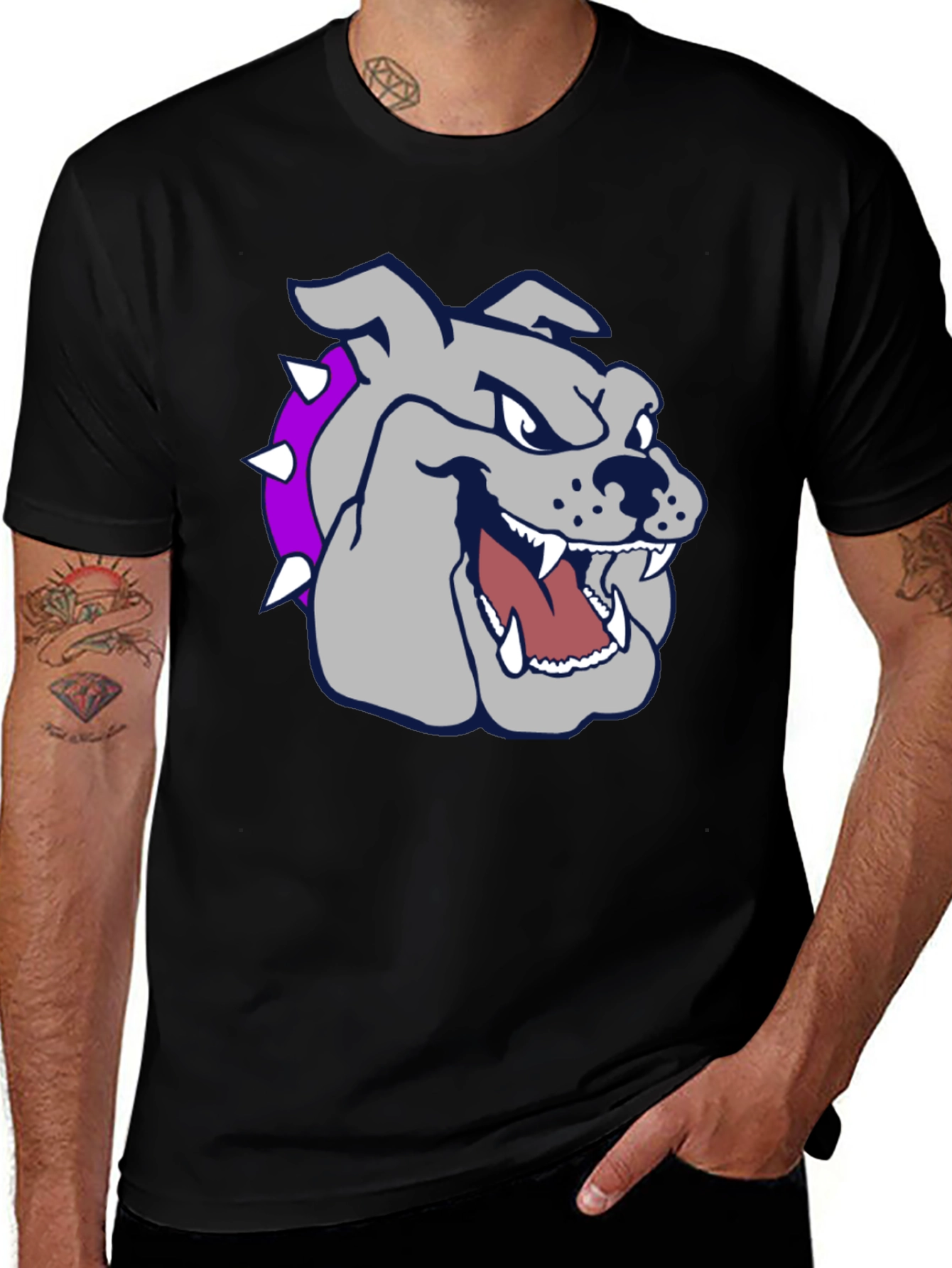 Variant 30 of Bulldog Graphic T-Shirt - Men's Black Tee