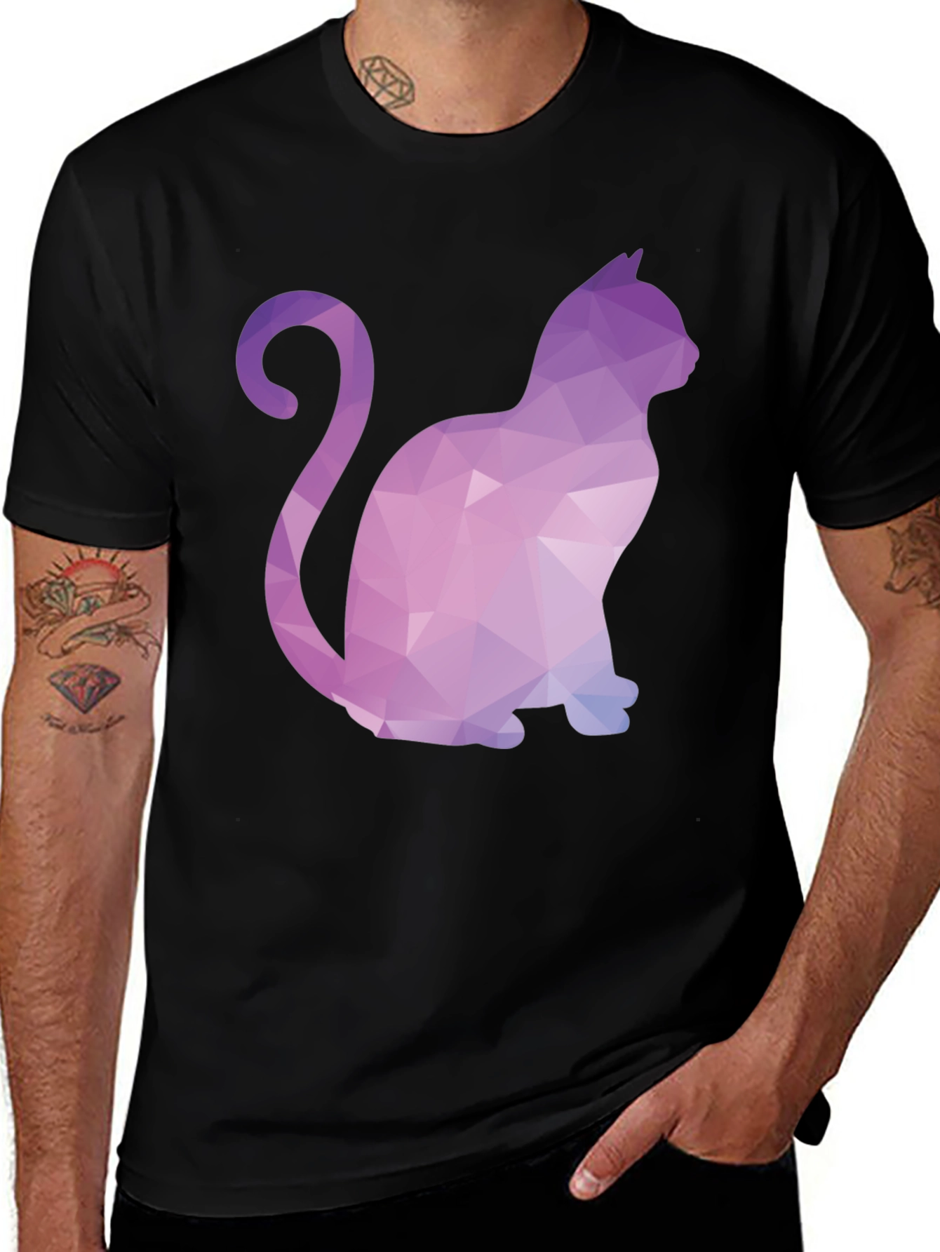 Variant 9 of Geometric Cat T-Shirt - Stylish & Unique Design
