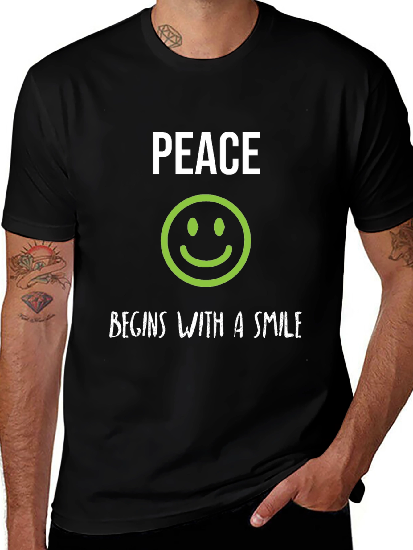 Variant 13 of Peace Begins With A Smile Graphic Tee