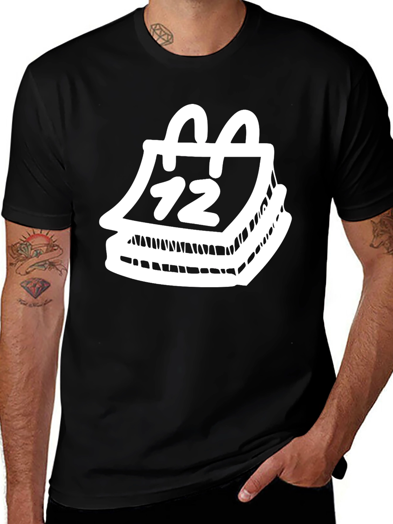 Variant 24 of Black Tee with Calendar Graphic