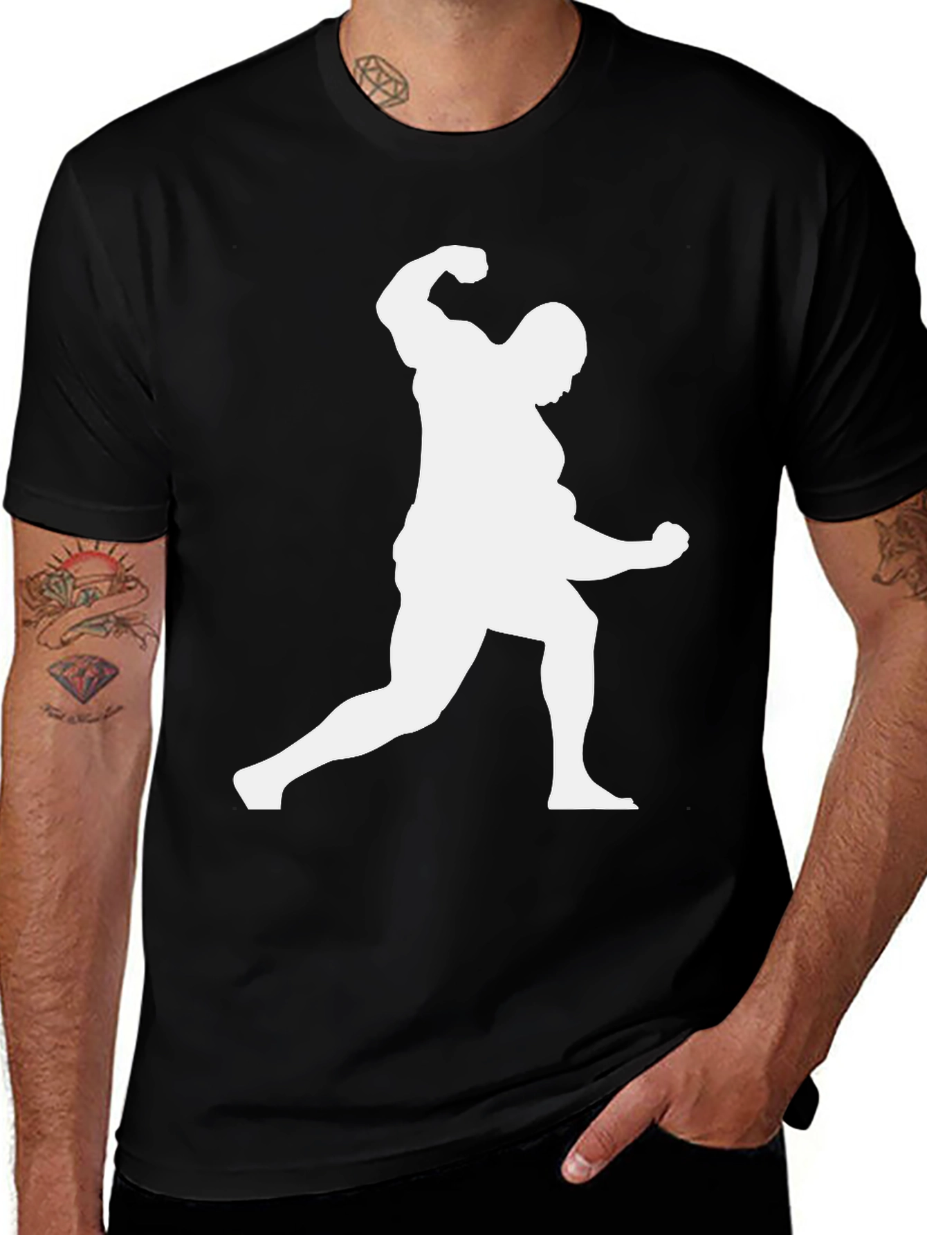Variant 15 of Black T-Shirt with Bodybuilder Silhouette