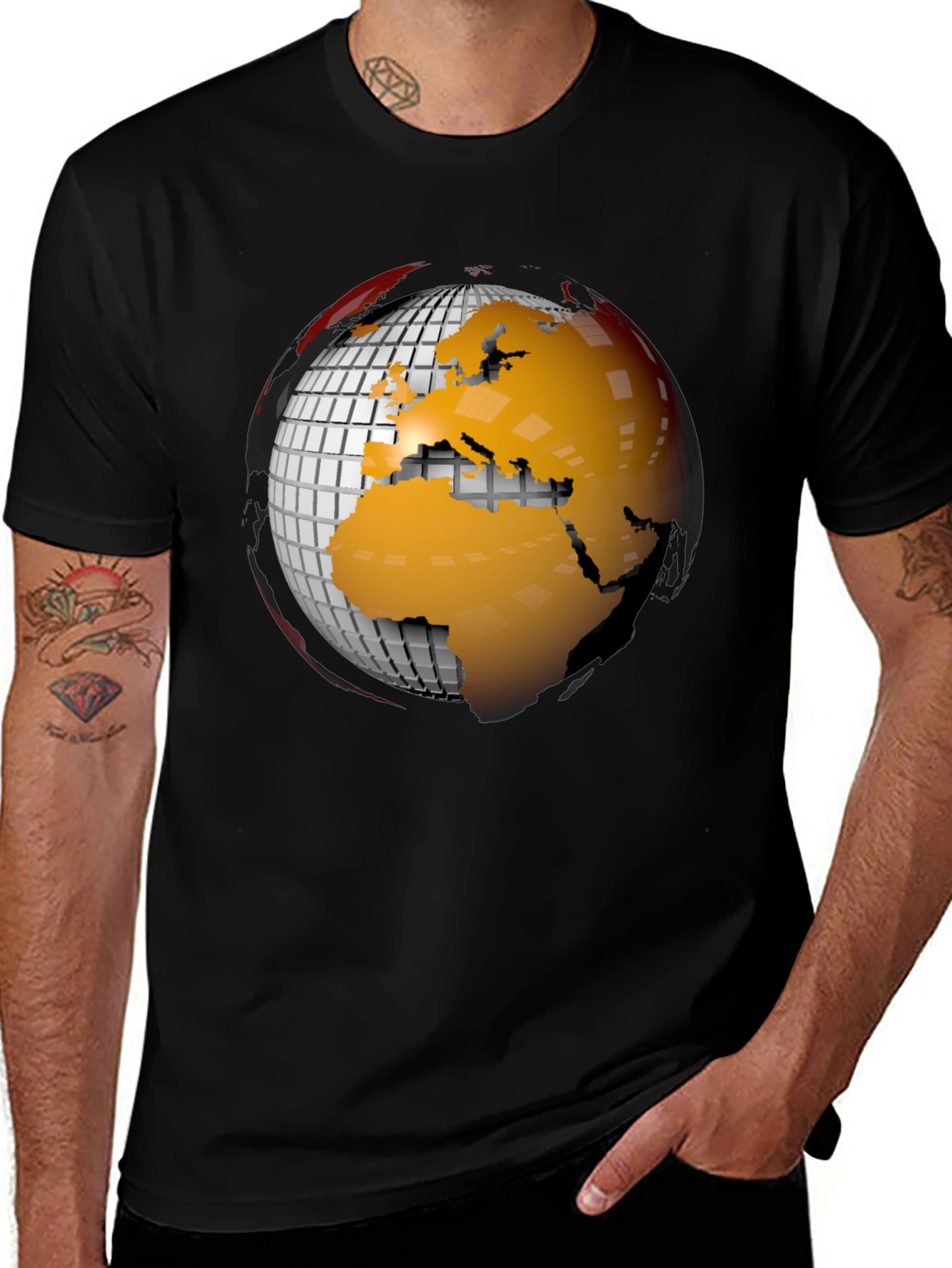 Variant 30 of Globe Graphic T-Shirt - Black