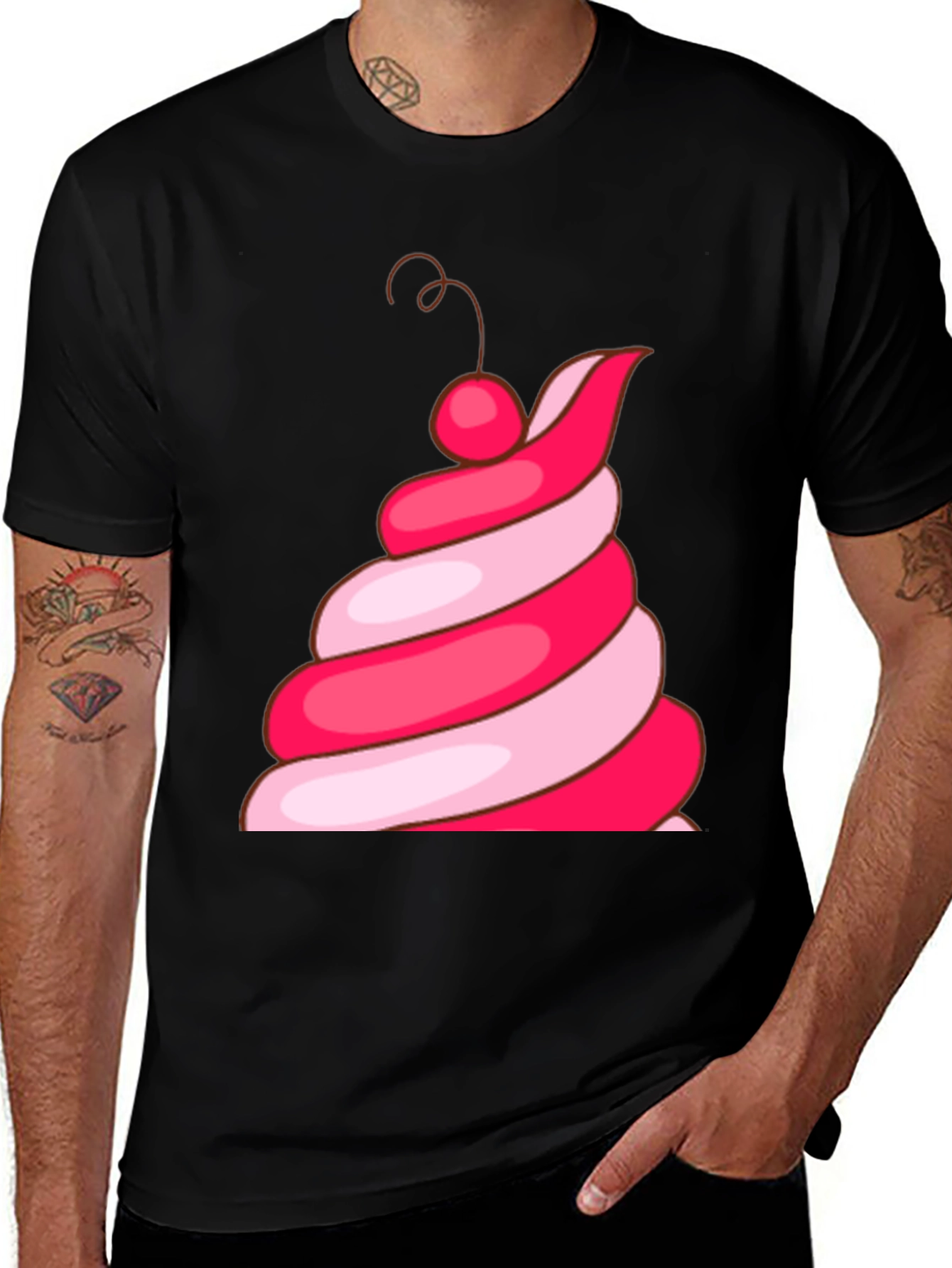 Variant 10 of Fun Ice Cream Swirl Graphic Tee - Black