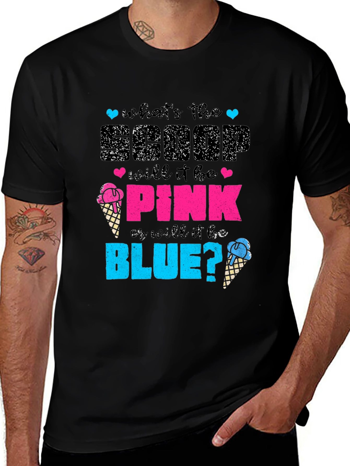 Gender Reveal T-Shirt: Pink or Blue Ice Cream Scoop