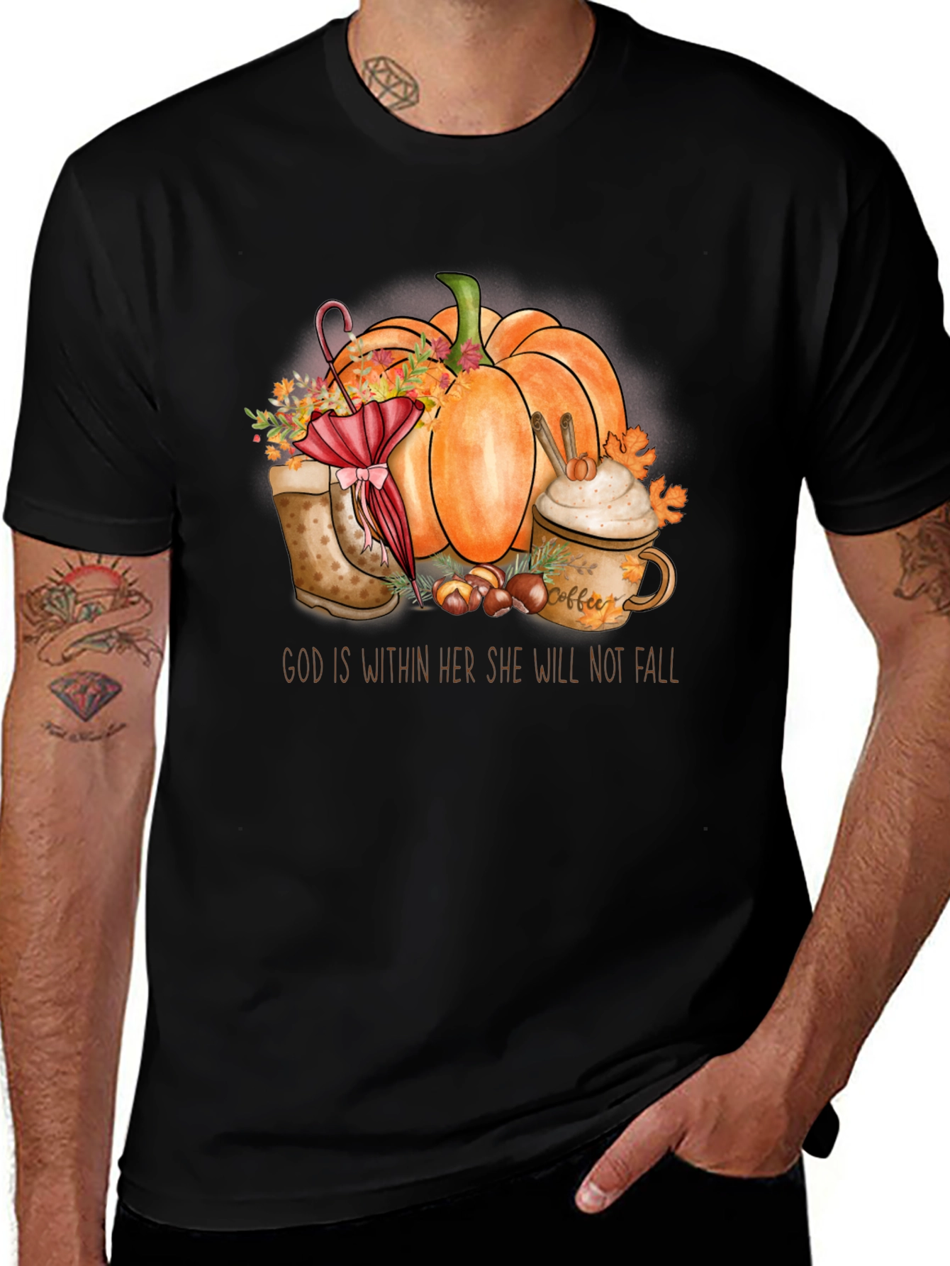 Fall Pumpkin T-Shirt - God is Within Her