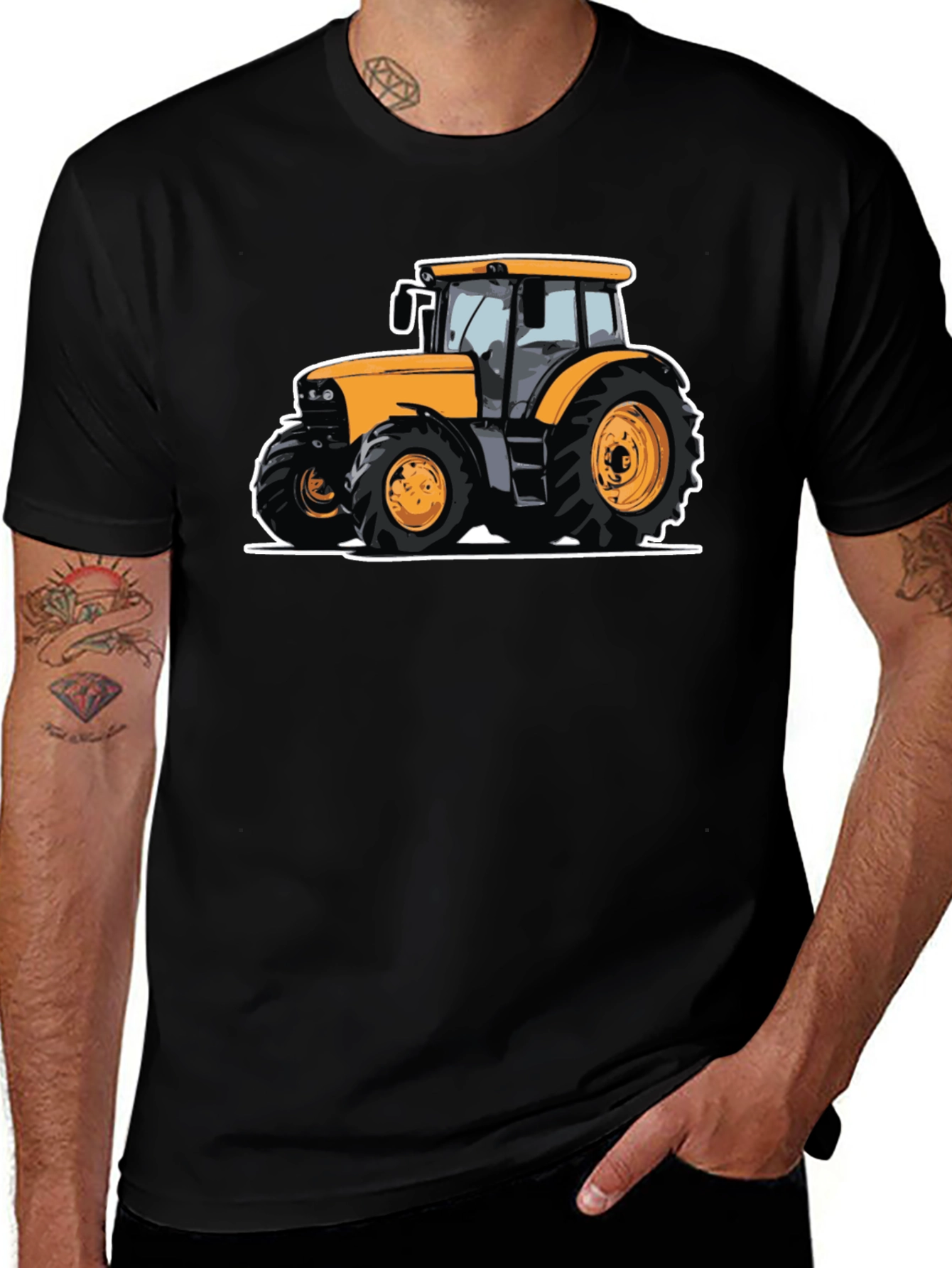 Variant 13 of Men's Black Tractor Graphic Tee