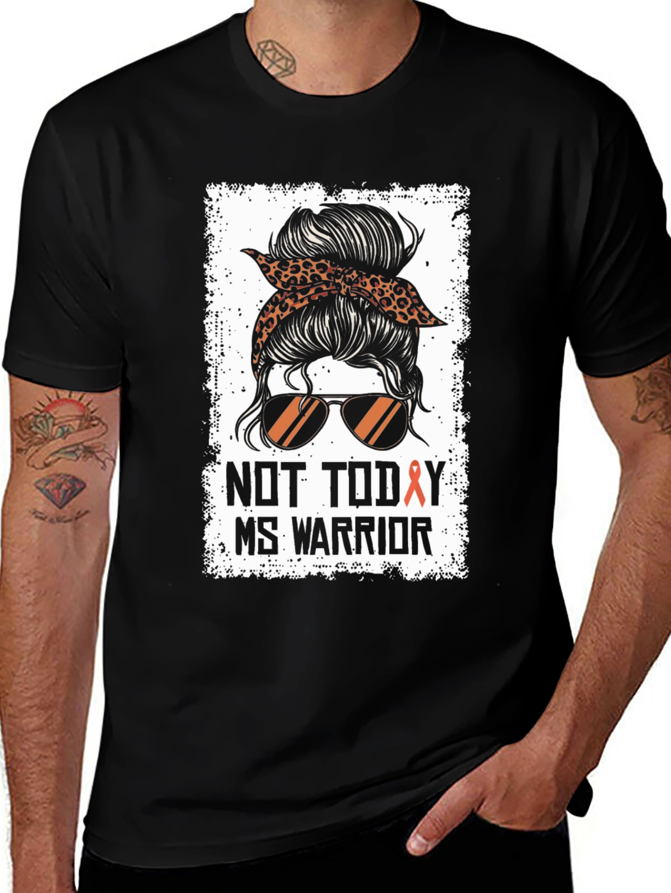 MS Warrior Messy Bun T-Shirt - Not Today Multiple Sclerosis Tee