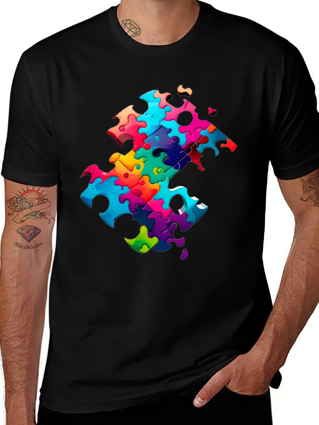 Variant 13 of Colorful Puzzle Piece Graphic Tee