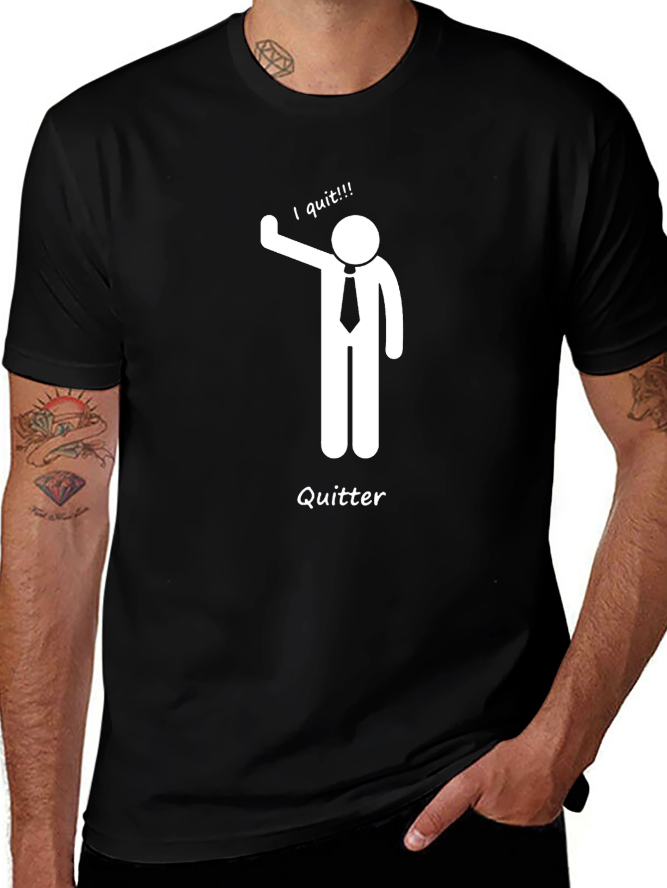 Variant 8 of Quitter Stick Figure Funny T-Shirt