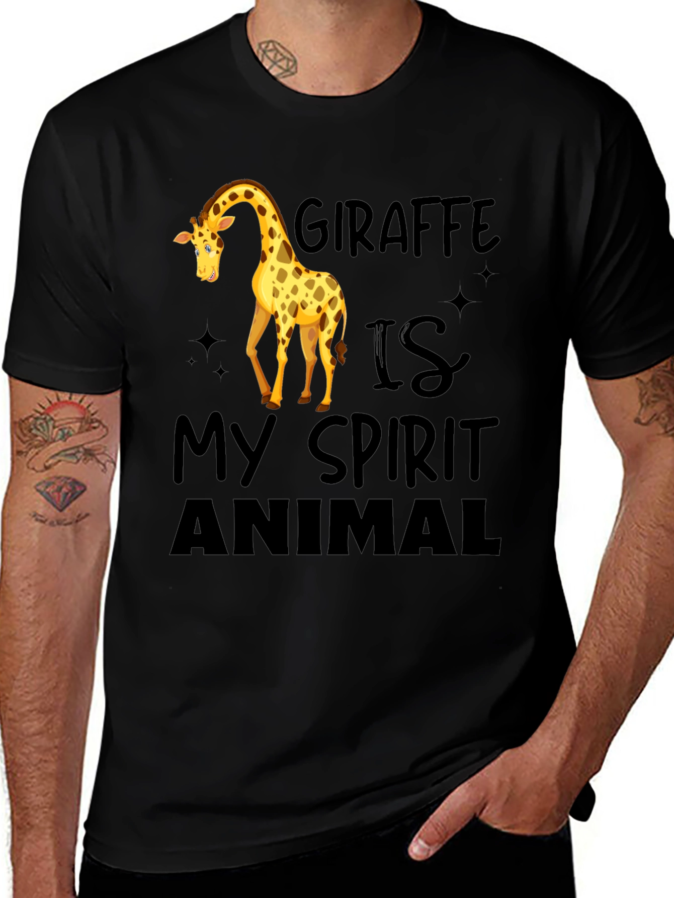 Variant 9 of Giraffe Spirit Animal Black T-Shirt