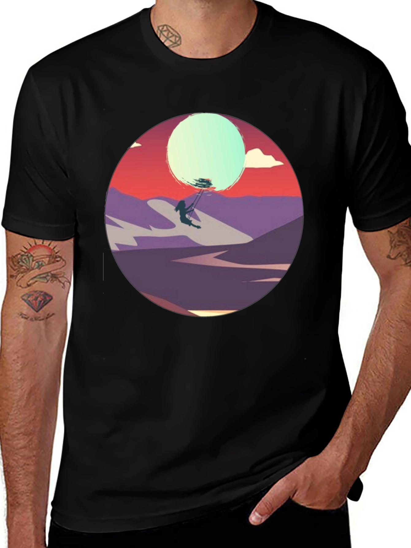 Variant 24 of Sunset Silhouette Tee - Artistic Graphic T-Shirt