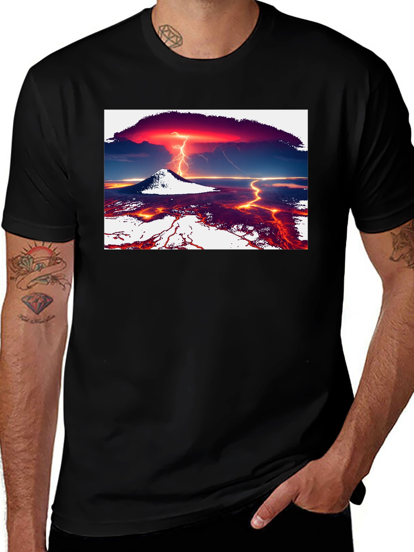 Variant 28 of Volcano Lightning Graphic Tee - Black