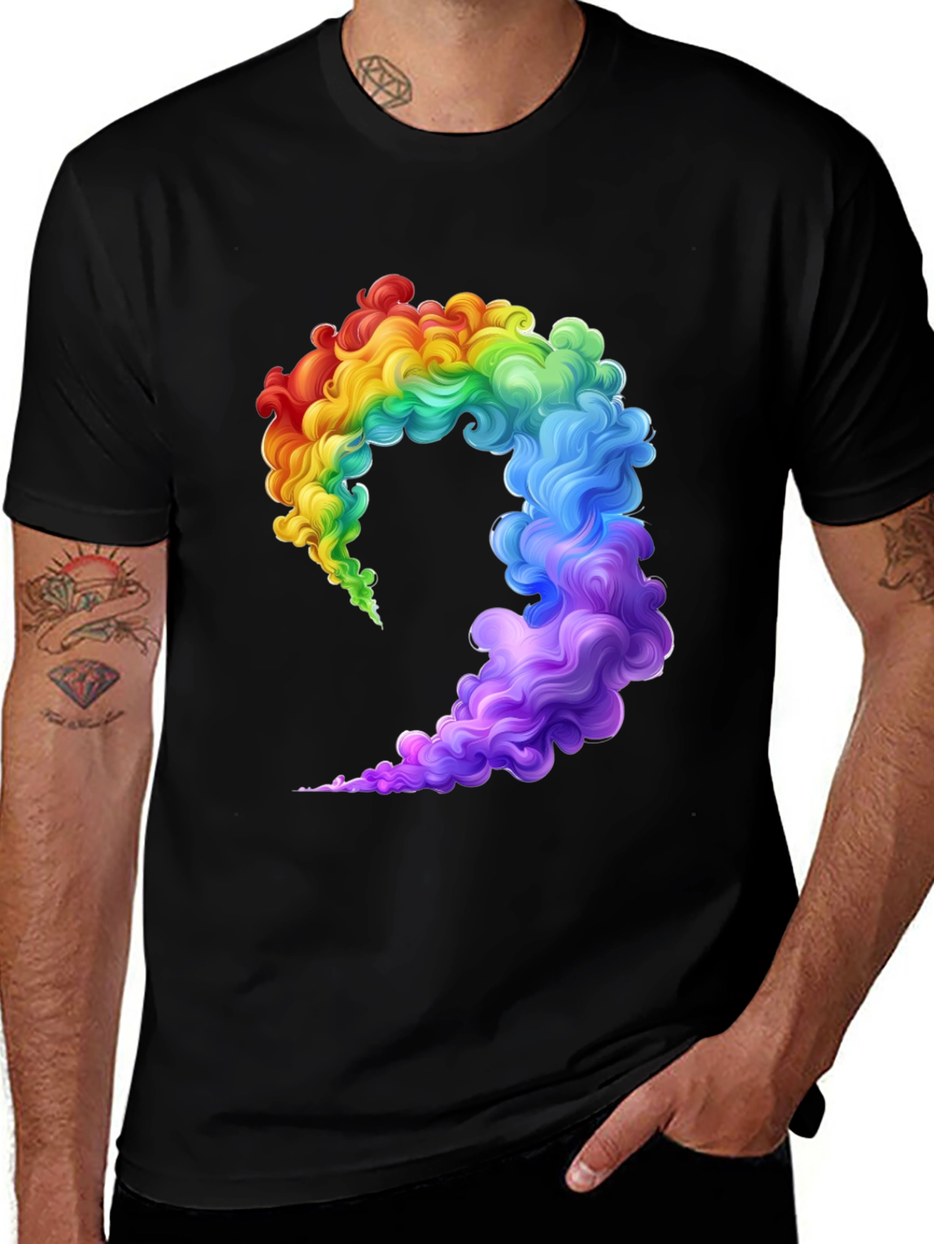 Variant 11 of Rainbow Smoke Graphic Tee - Vivid Pride Design