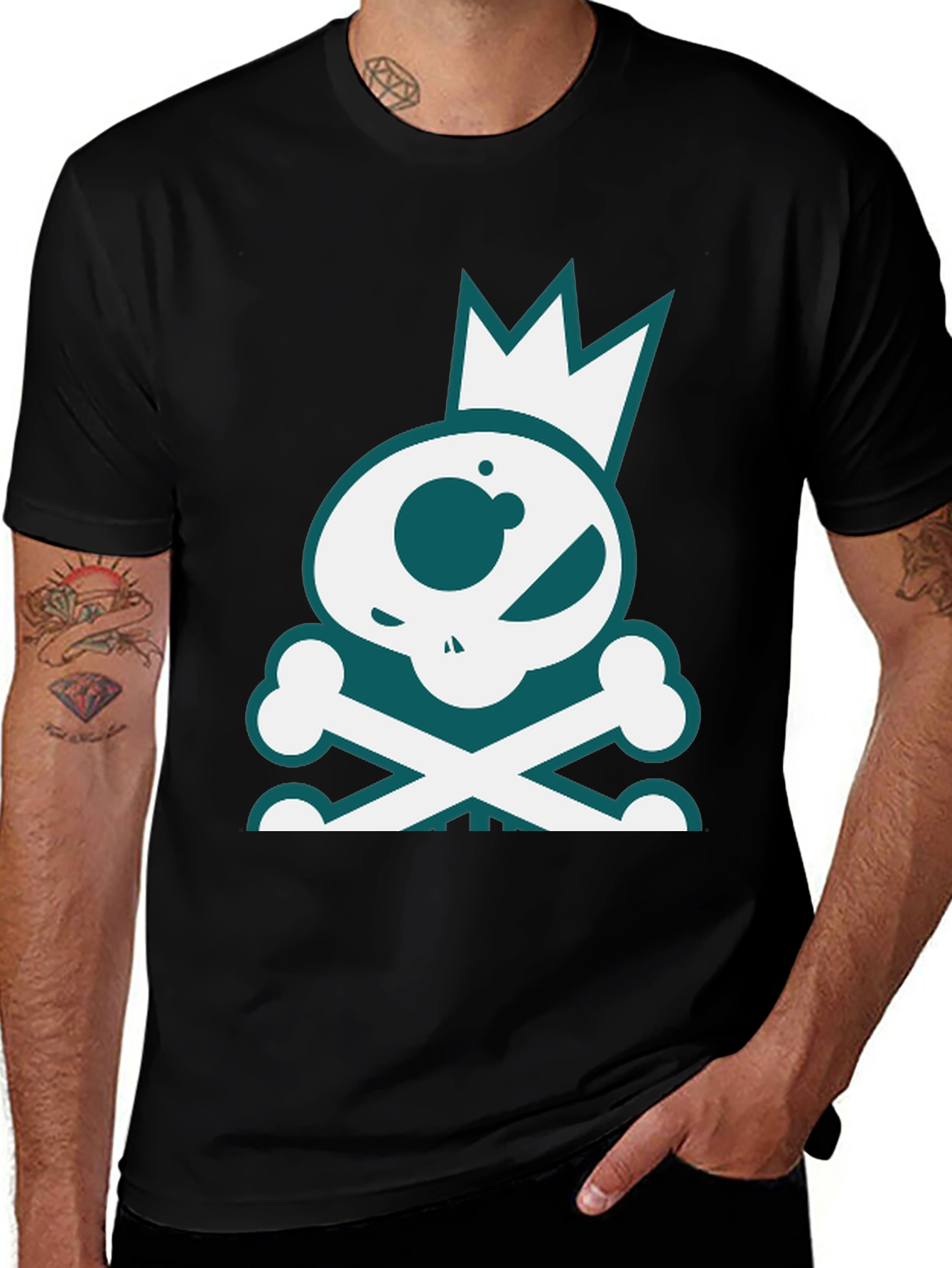 Skull & Crossbones Crown Graphic Tee - Casual Style