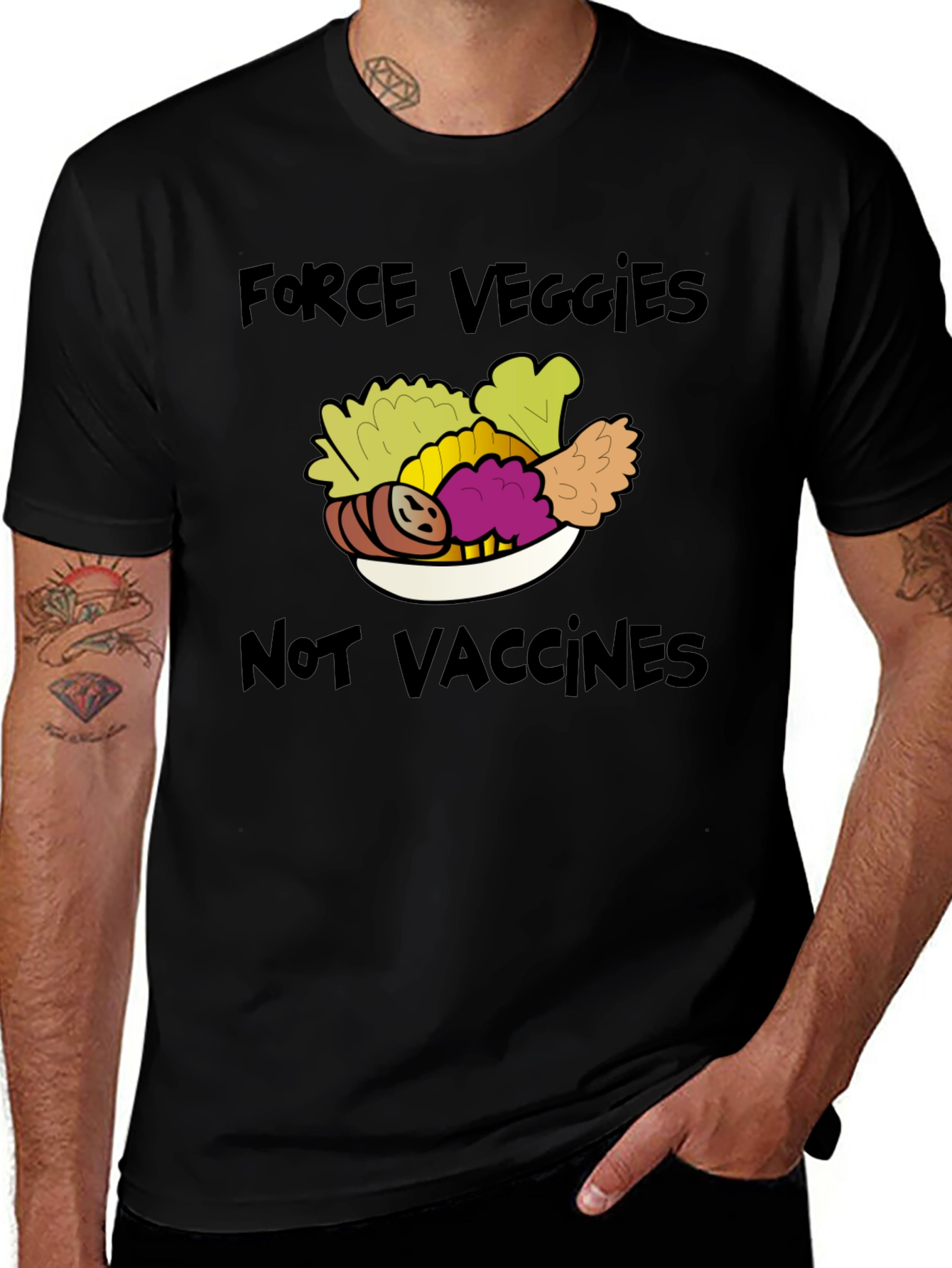 Variant 29 of Force Veggies Not Vaccines Graphic Tee