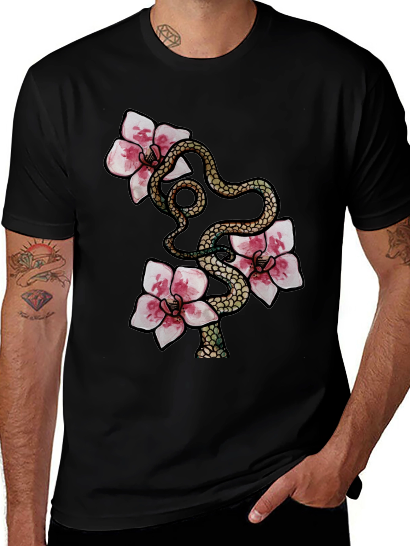 Variant 16 of Snake & Flowers Graphic Tee