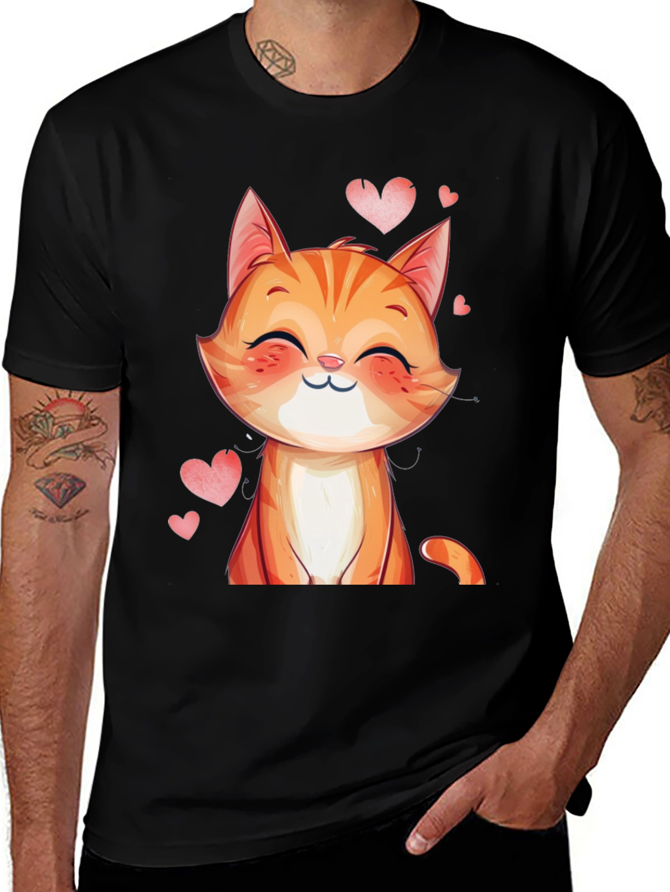 Variant 15 of Cute Cat Heart T-Shirt - Soft Cotton Blend