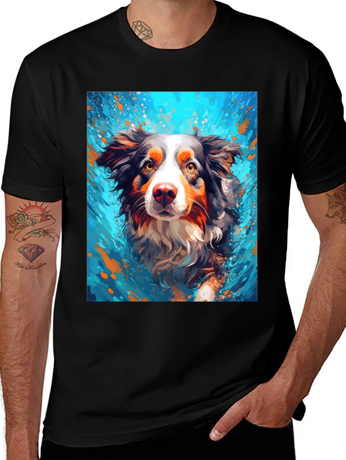 Variant 10 of Dog Art Black T-Shirt - Unique Canine Design