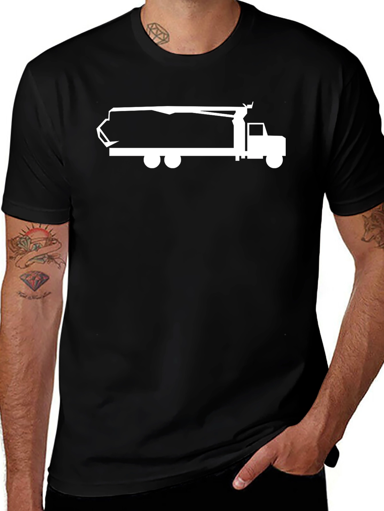 Variant 14 of Concrete Mixer Truck Graphic T-Shirt - Black