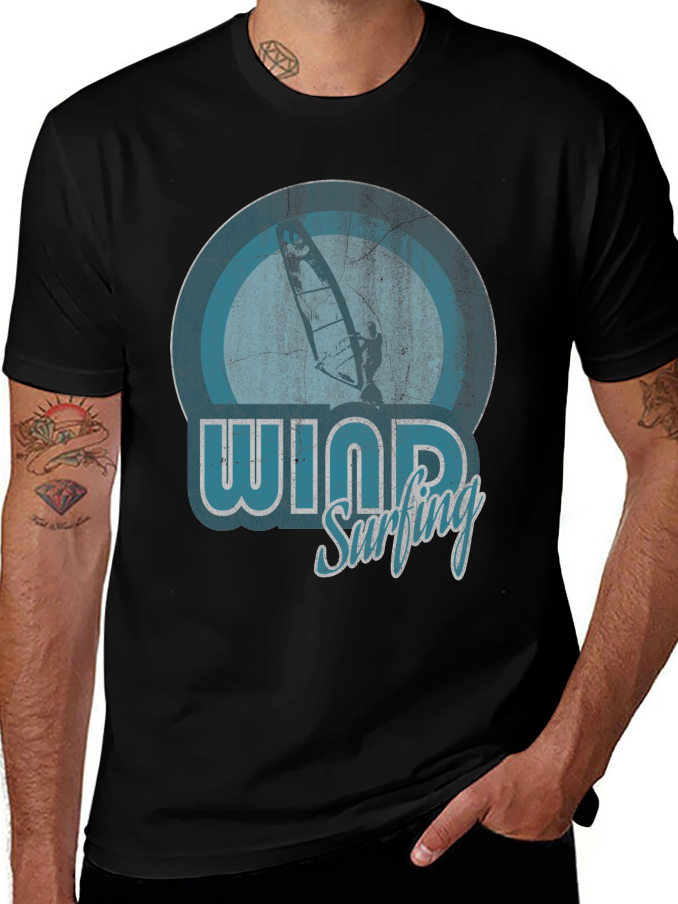 Variant 2 of Windsurfing Graphic T-Shirt - Retro Style Design