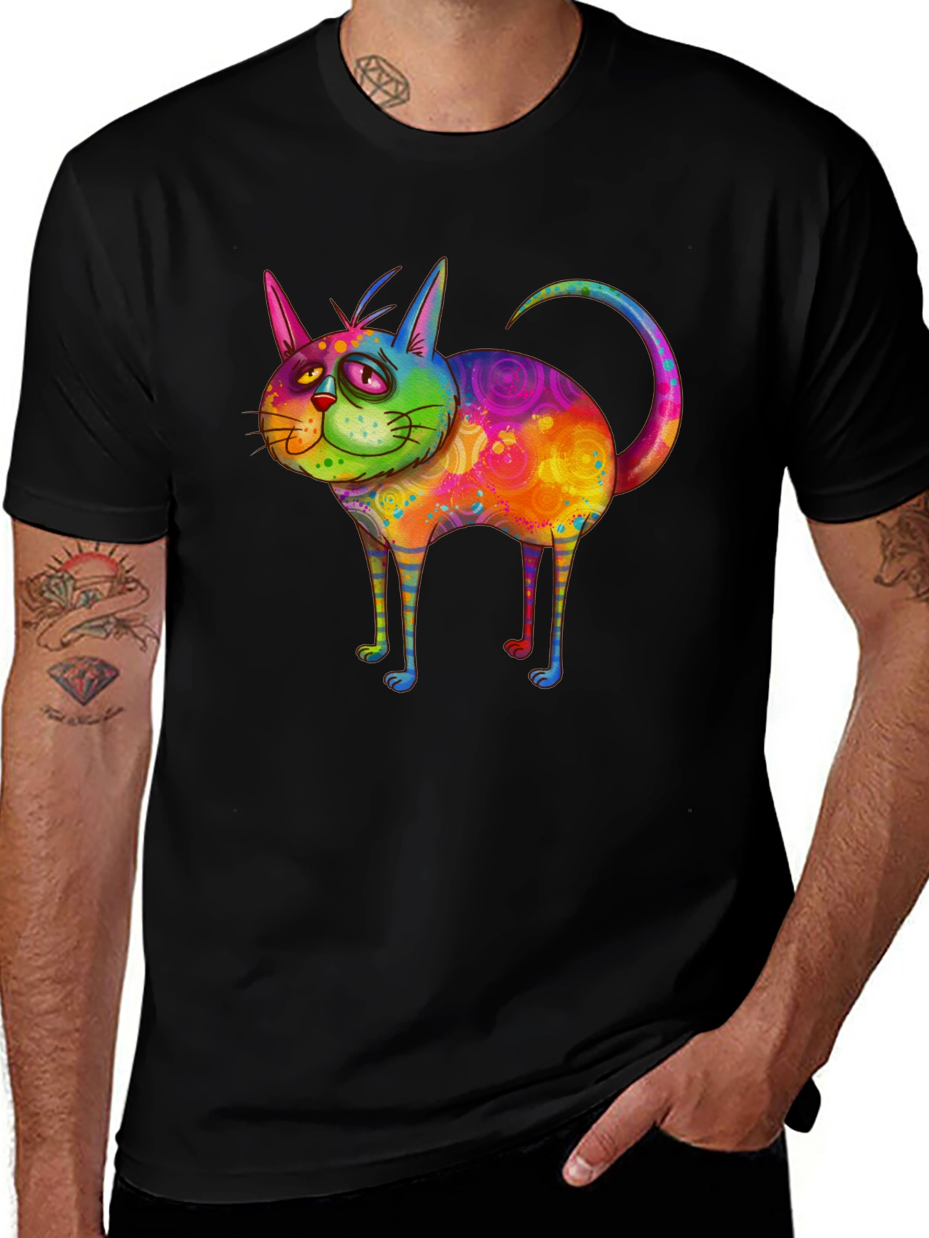 Variant 30 of Colorful Cat Art T-Shirt - Unique Graphic Tee