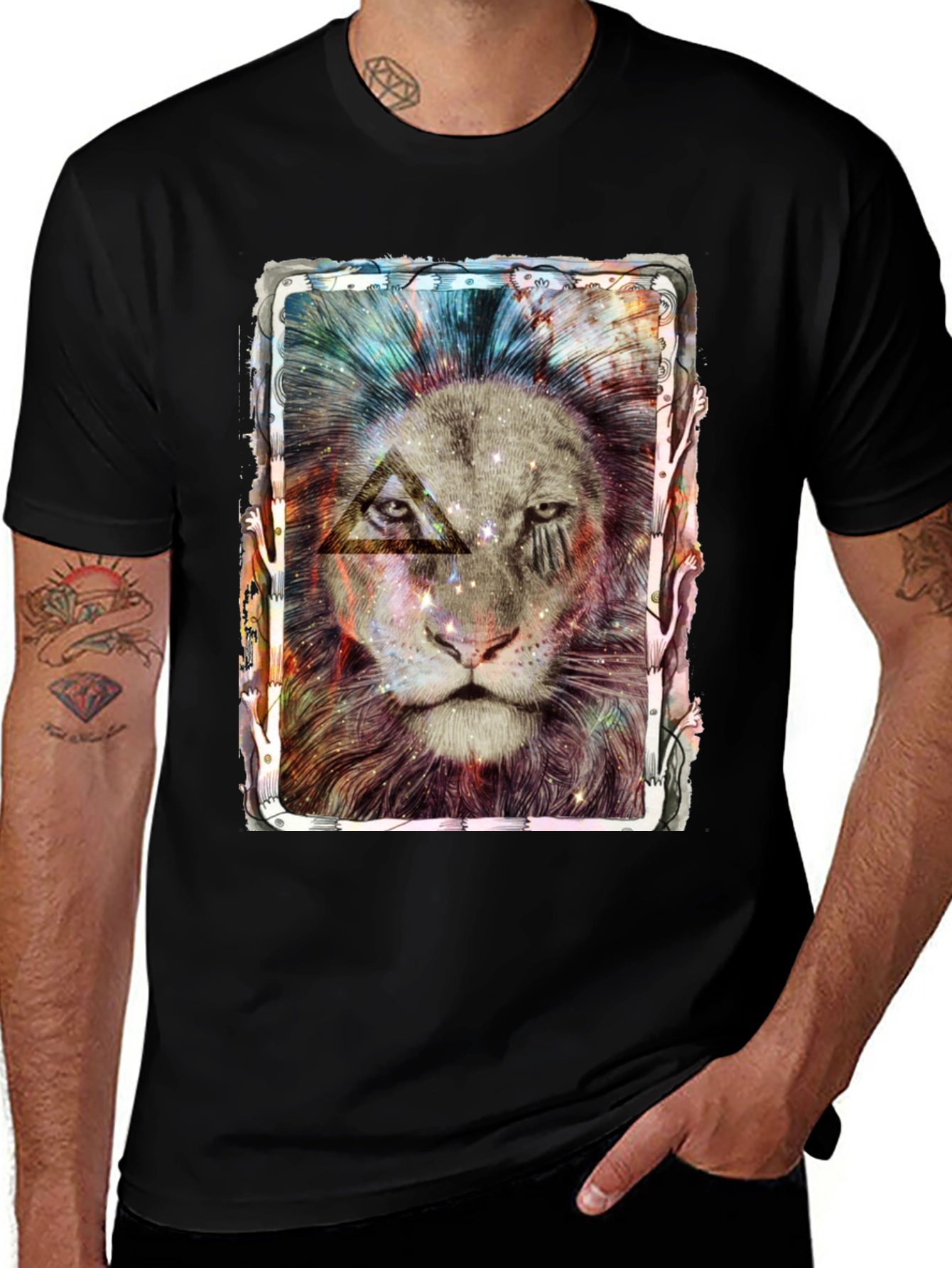 Variant 11 of Cosmic Lion Graphic Tee - Unique Design