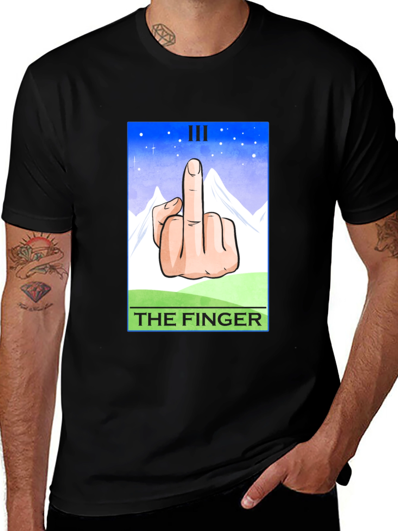 Variant 13 of The Finger Tarot Card T-Shirt - Funny Graphic Tee