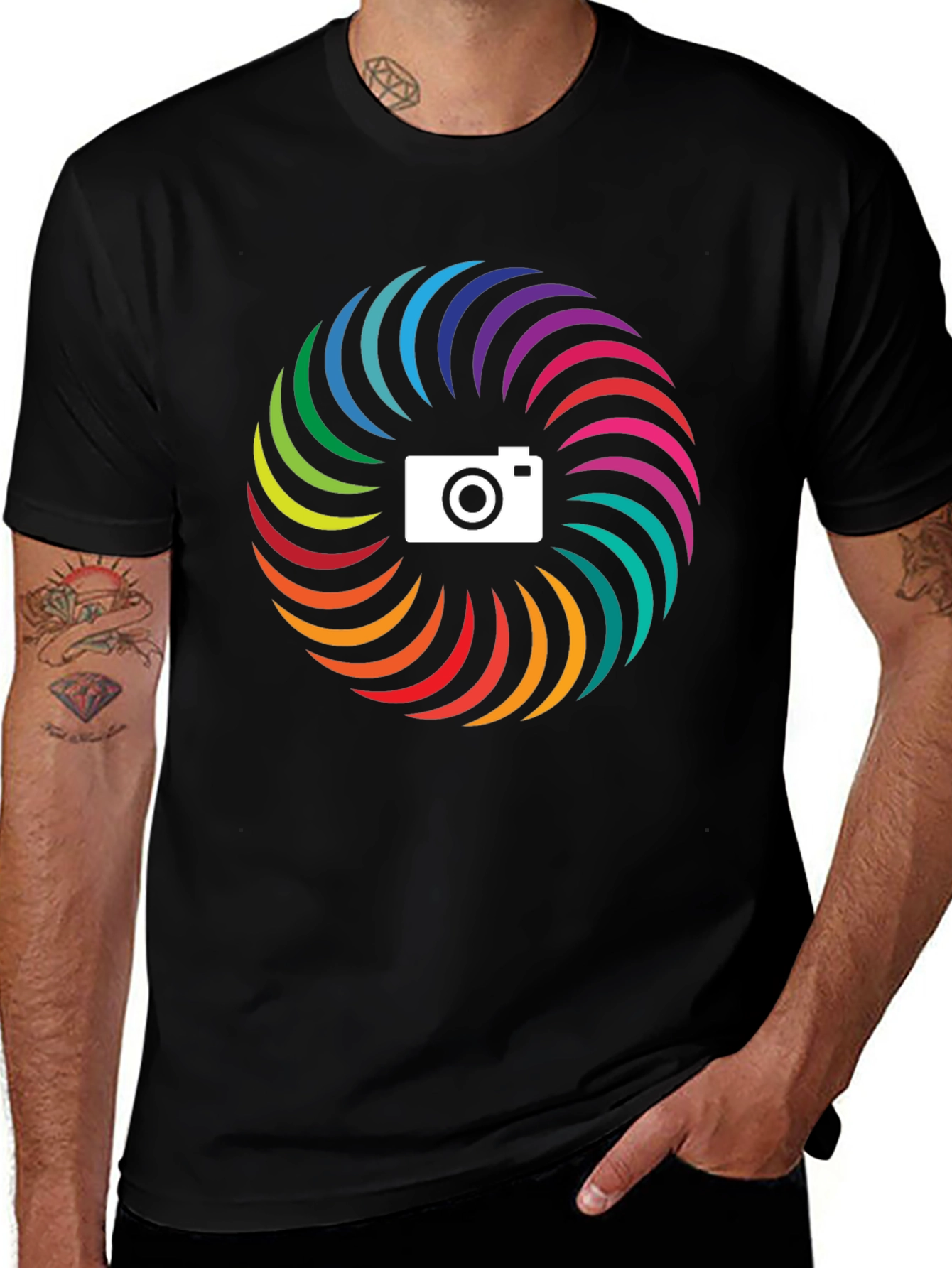 Variant 12 of Colorful Camera Graphic Tee - Trendy Photo Lover Shirt