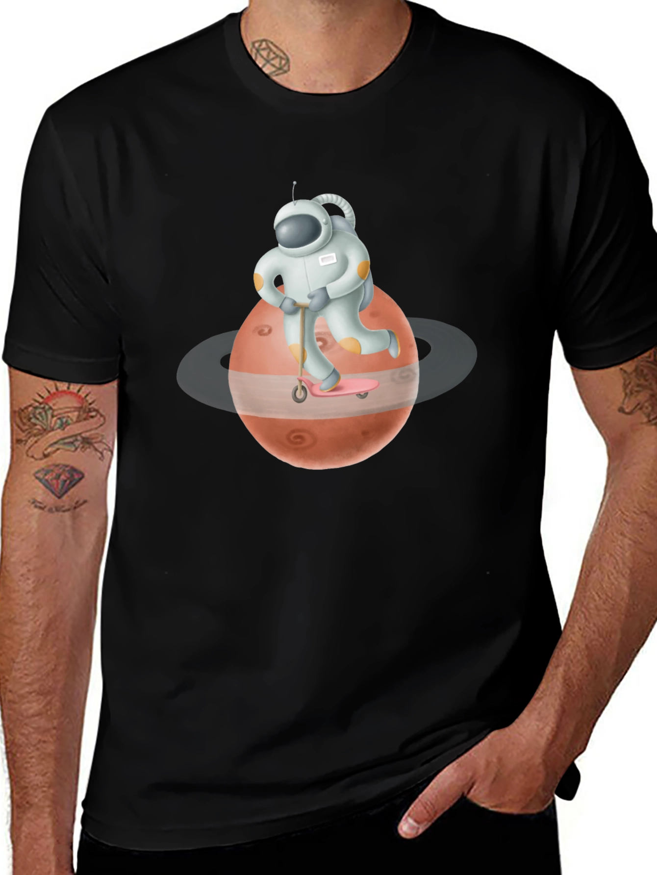 Variant 26 of Astronaut Mars Scooter Black T-Shirt
