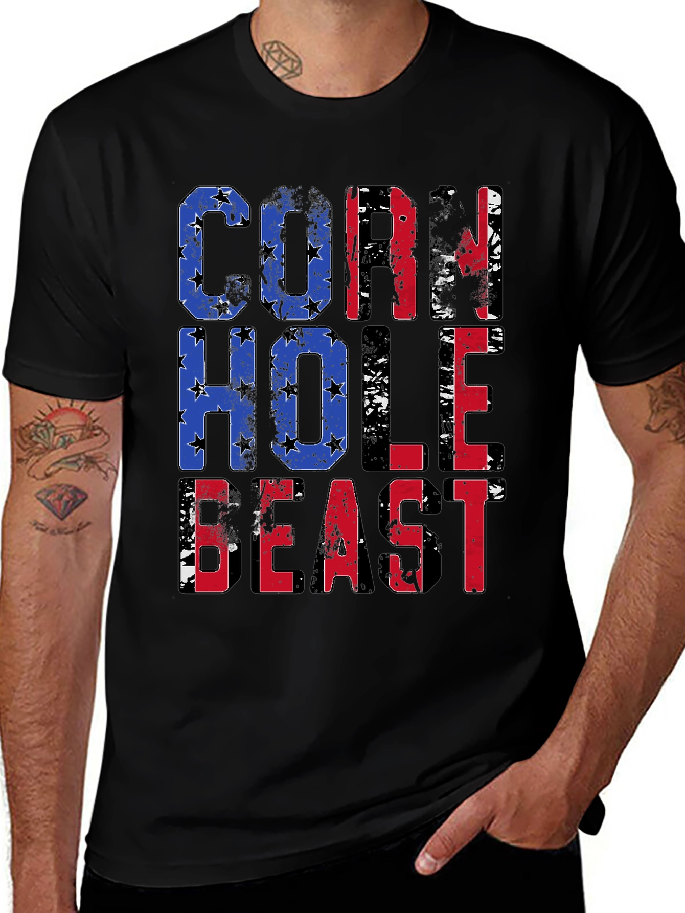 Variant 30 of Cornhole Beast T-Shirt - Patriotic Design