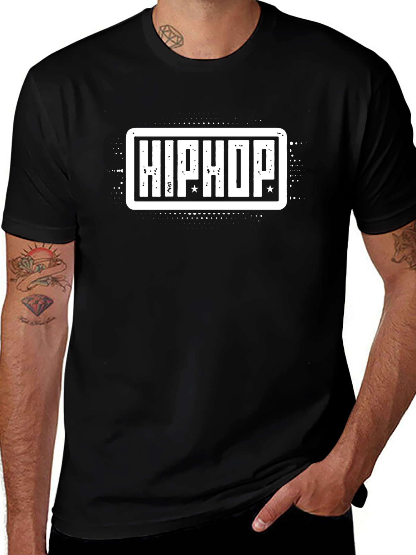 Variant 5 of Hip Hop Graphic Print T-Shirt - Casual Black Tee