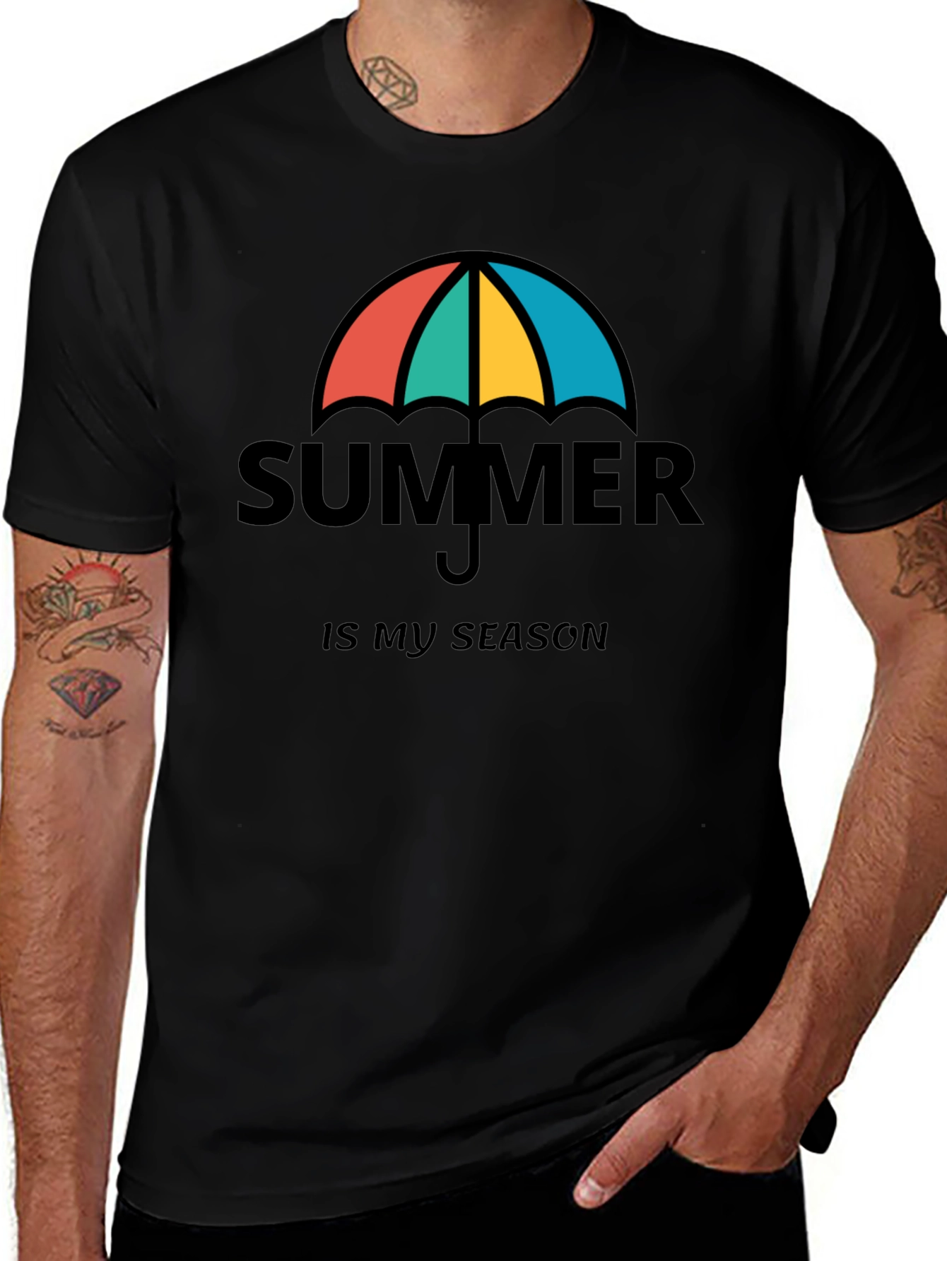 Summer is My Season Black T-Shirt