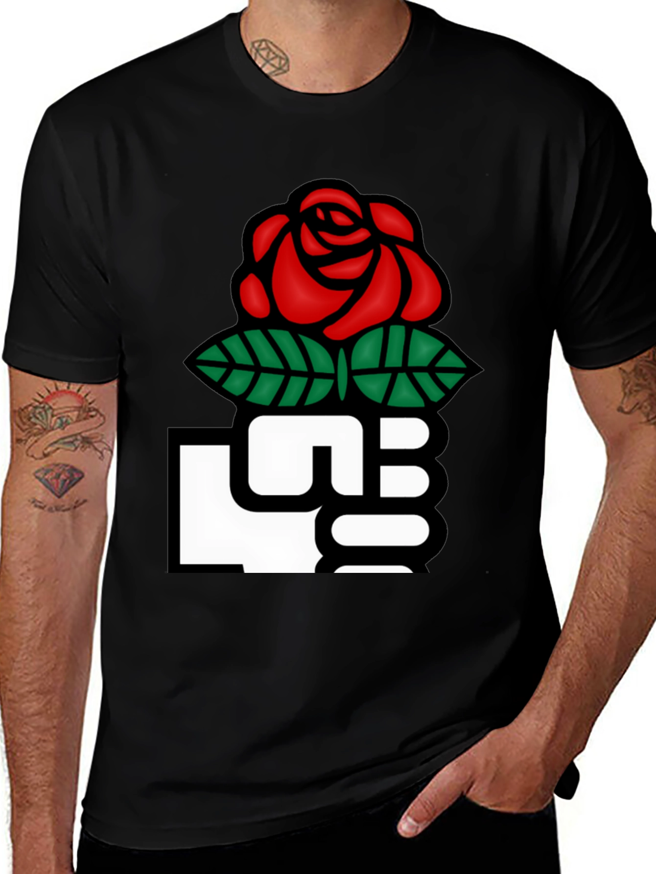 Black Rose Fist Graphic T-Shirt main image