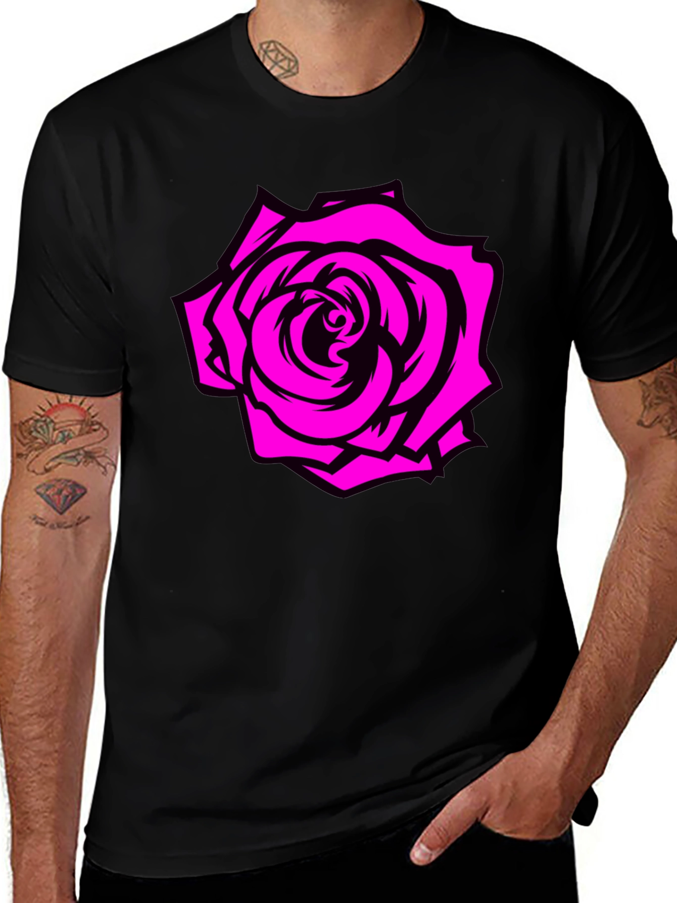 Variant 7 of Rose Graphic Tee - Black T-Shirt