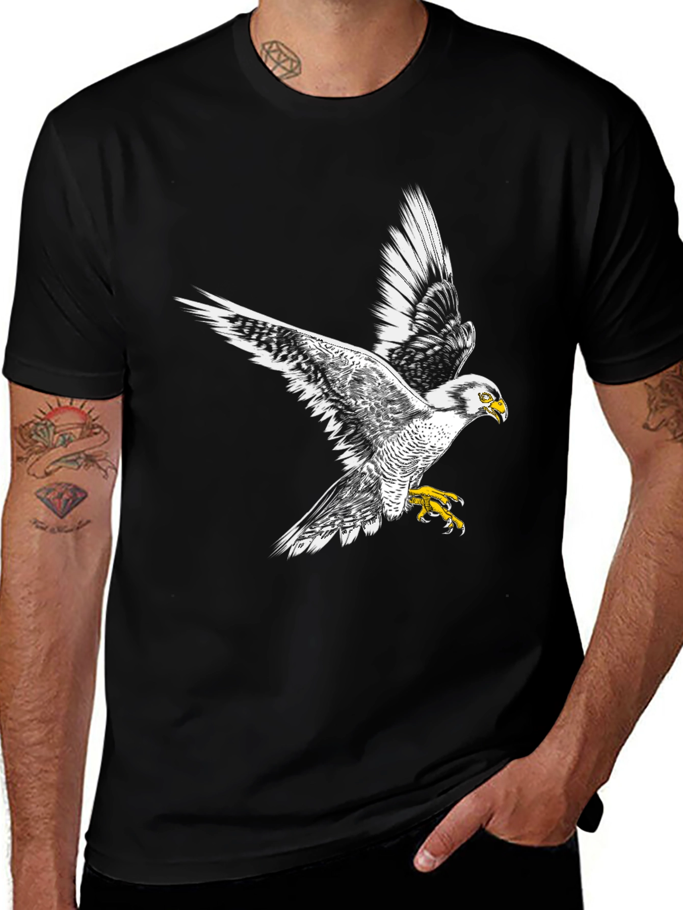 Variant 8 of Black T-Shirt with Flying Bird Graphic