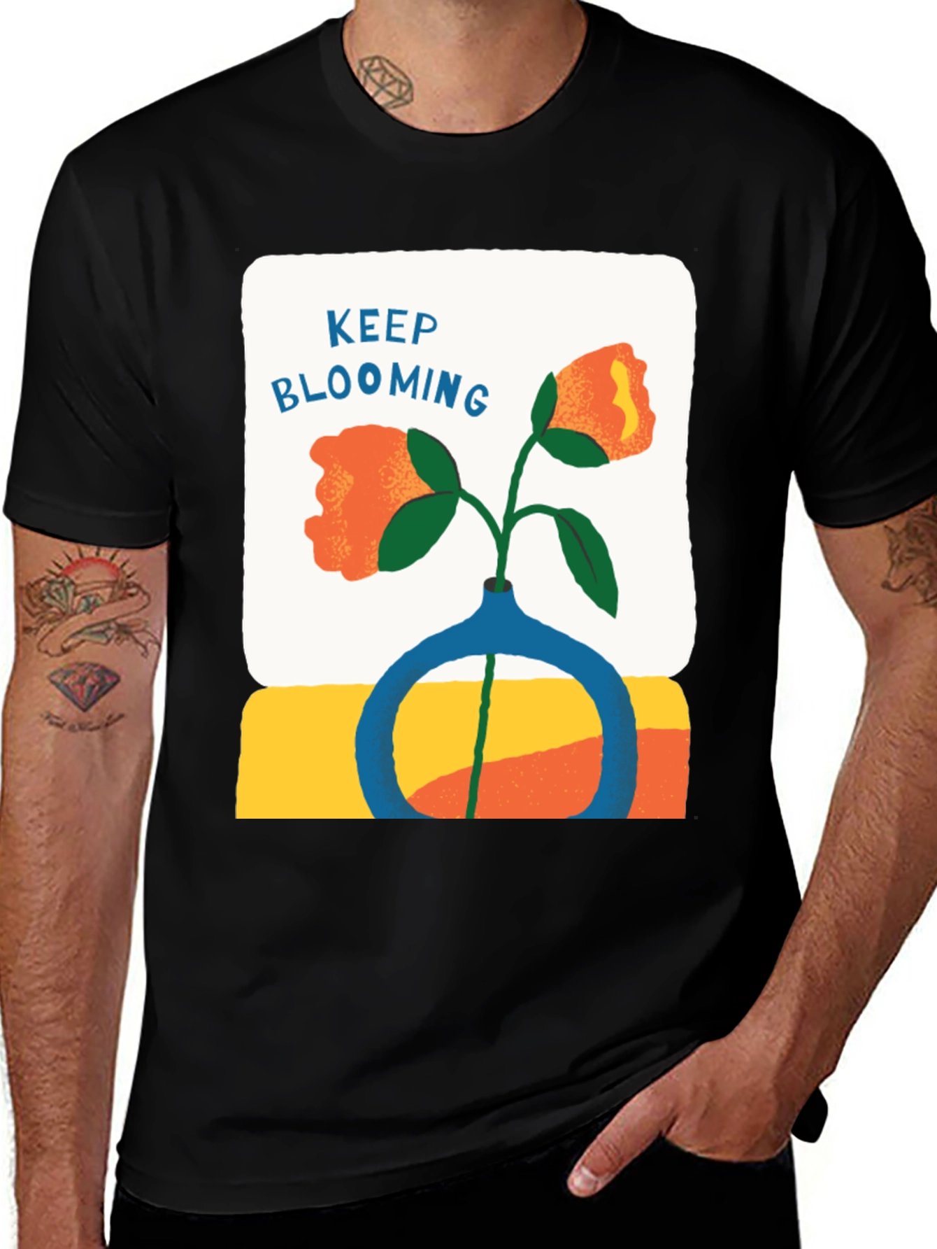 Variant 18 of Keep Blooming Graphic Tee - Black Casual Shirt