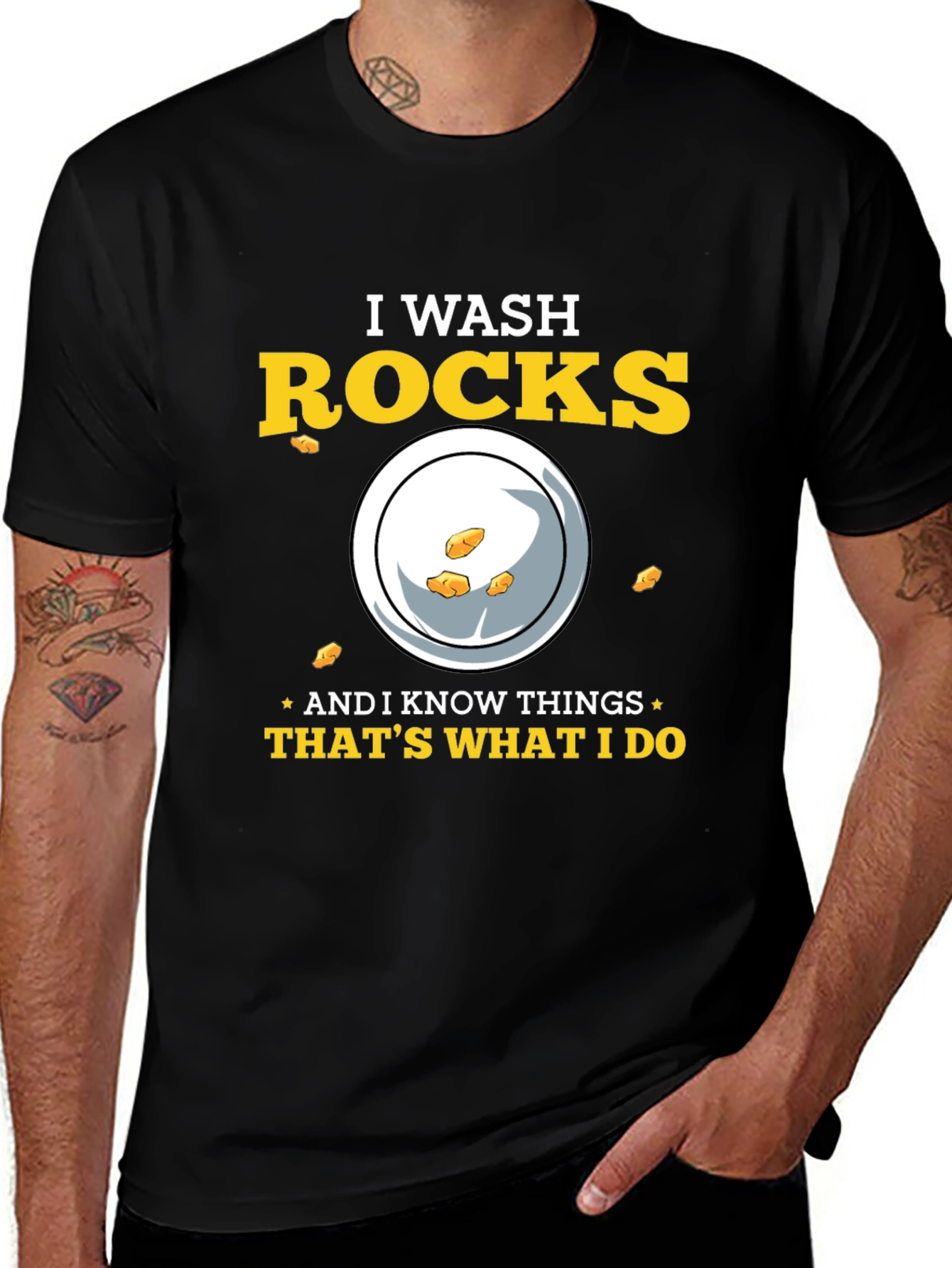 Black I Wash Rocks T-Shirt - Gold Prospecting Tee main image