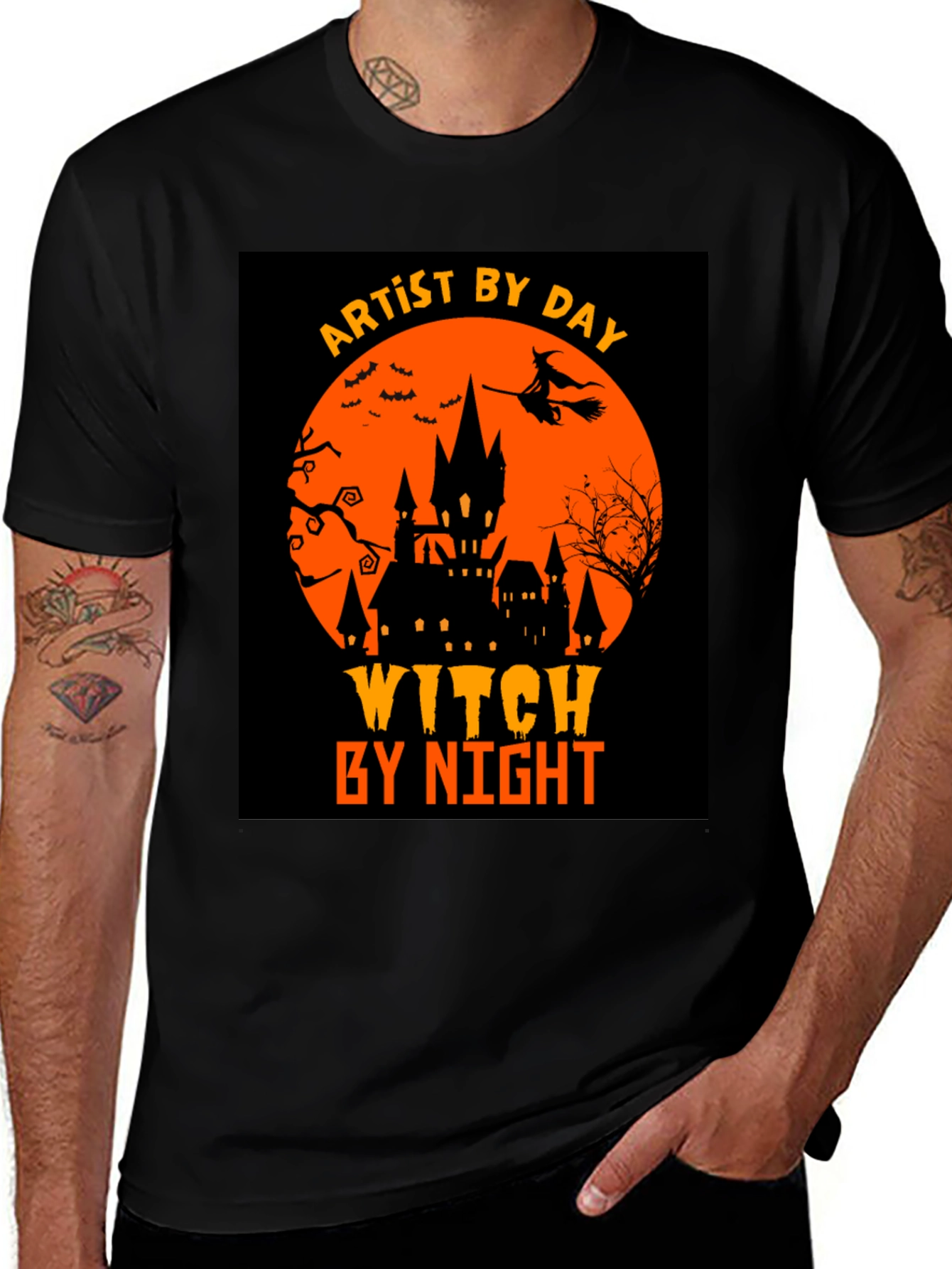 Artist by Day Witch by Night Halloween T-Shirt
