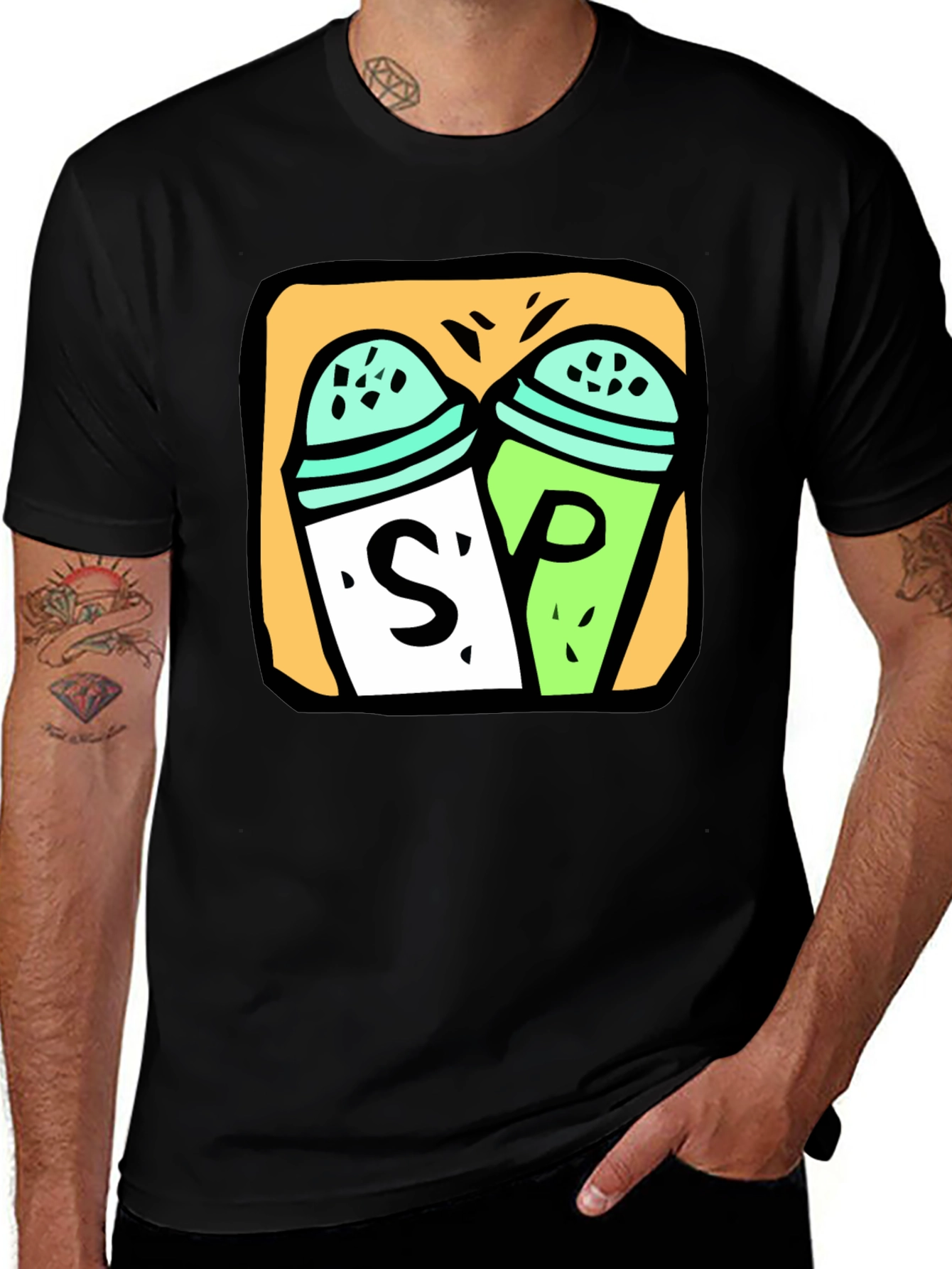 Variant 9 of Salt & Pepper Graphic Tee - Black Cotton T-Shirt