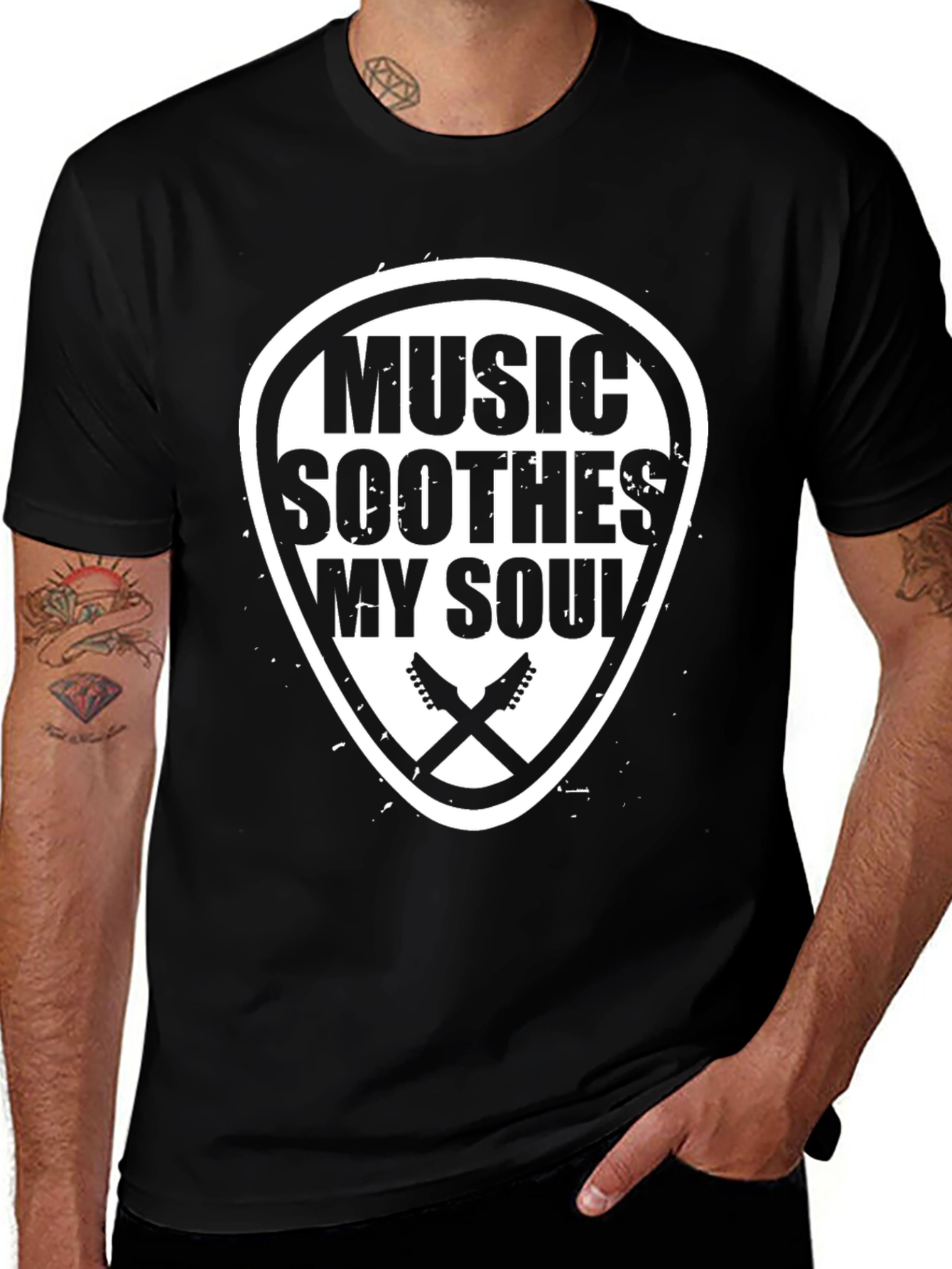 Variant 2 of Music Soothes My Soul Black Graphic Tee