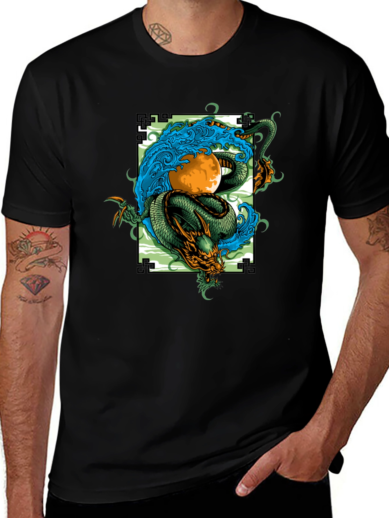 Variant 9 of Dragon and Moon Graphic Tee - Stylish Unisex Fit