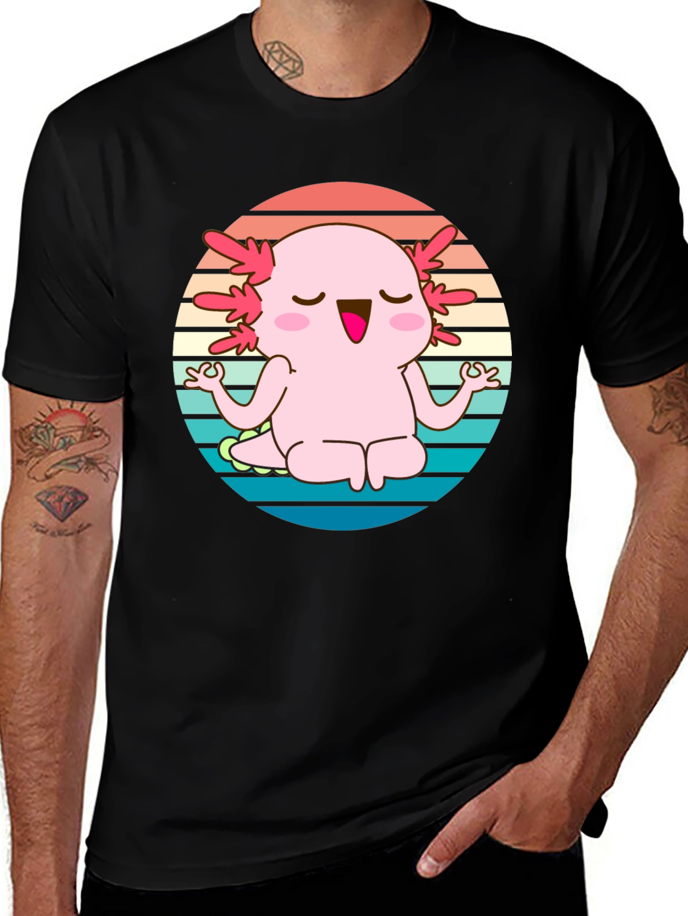 Variant 24 of Axolotl Meditating T-Shirt - Cute Yoga Design
