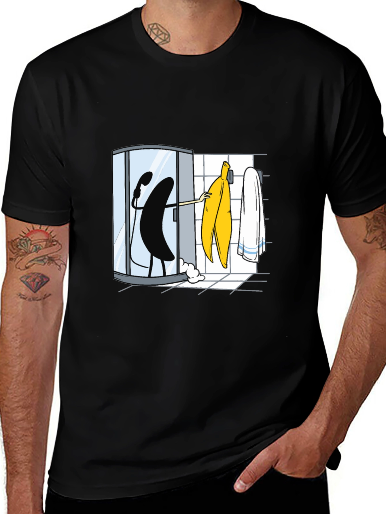 Variant 27 of Banana Shower T-Shirt - Funny Cartoon Tee