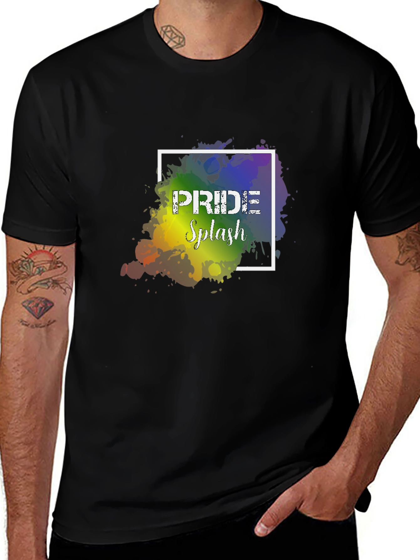 Pride Splash Graphic Tee - Black Cotton Blend