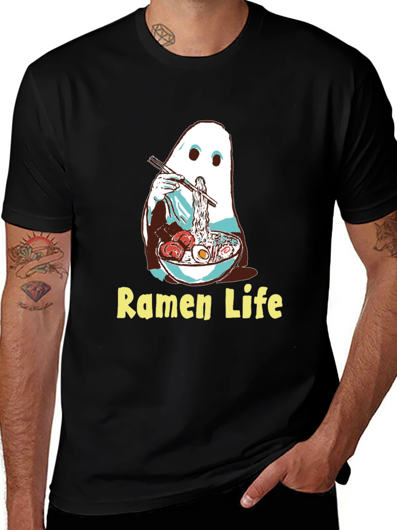 Ramen Ghost Graphic Tee - Funny Anime Noodles T-Shirt
