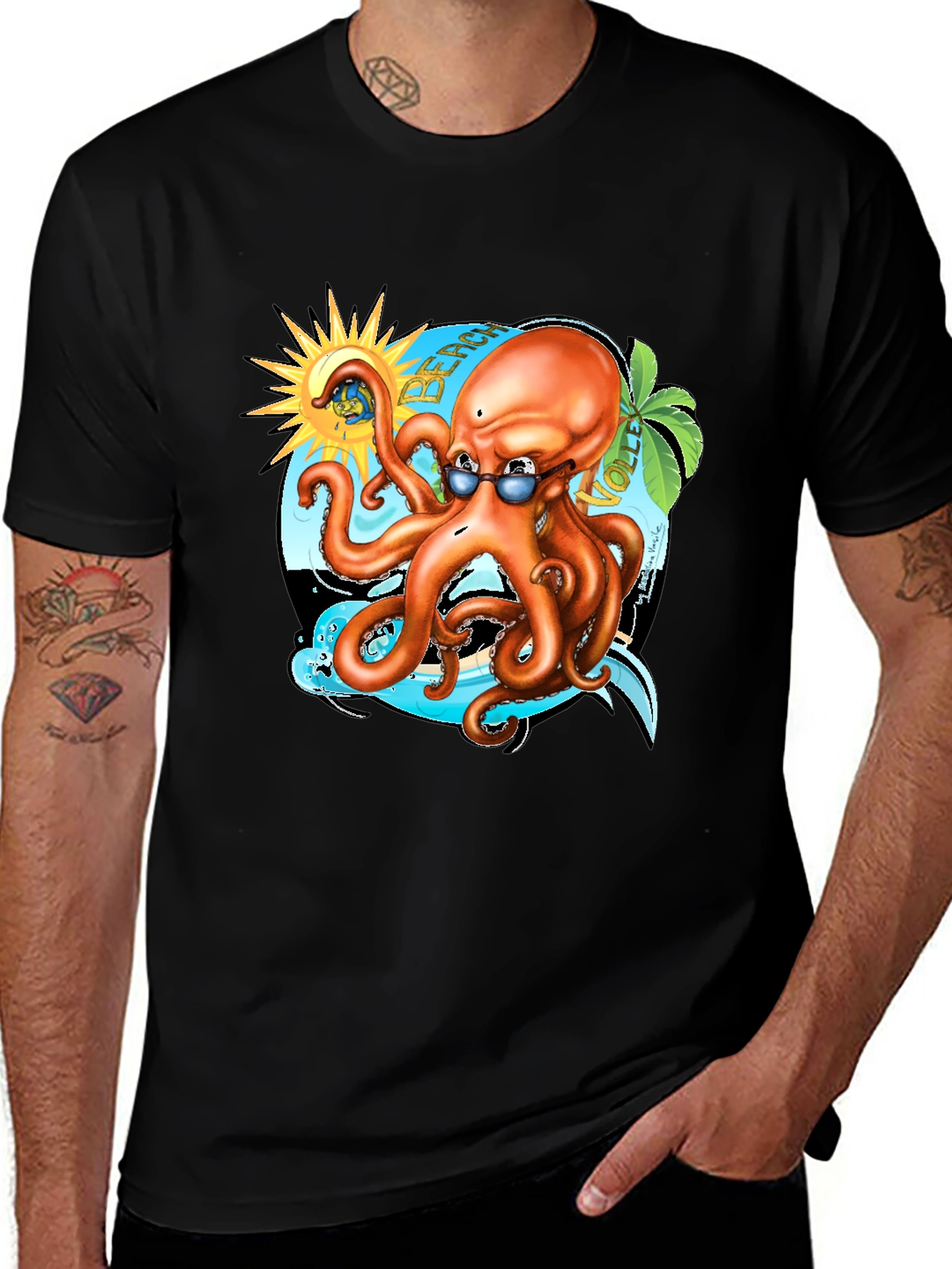 Variant 27 of Cool Octopus Beach Volleyball Graphic Tee